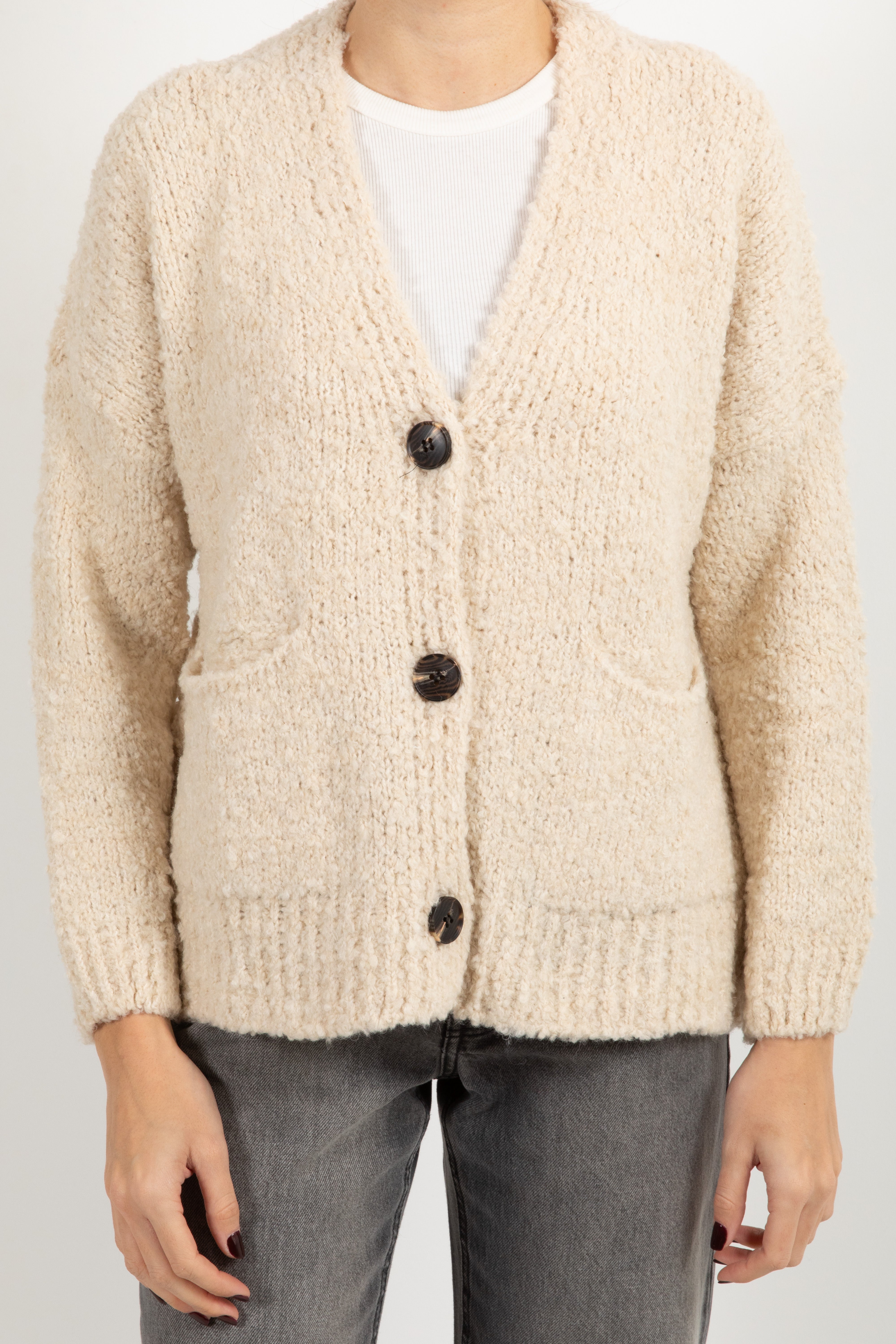 Cardigan bouclè con tasche Susy Mix