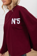 T-shirt manica lunga svasata "N 5" variante bordeaux/bianco Tensione IN