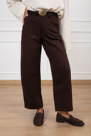 Pantalone 5 tasche in punto milano con cintura placca variante moro Tensione IN