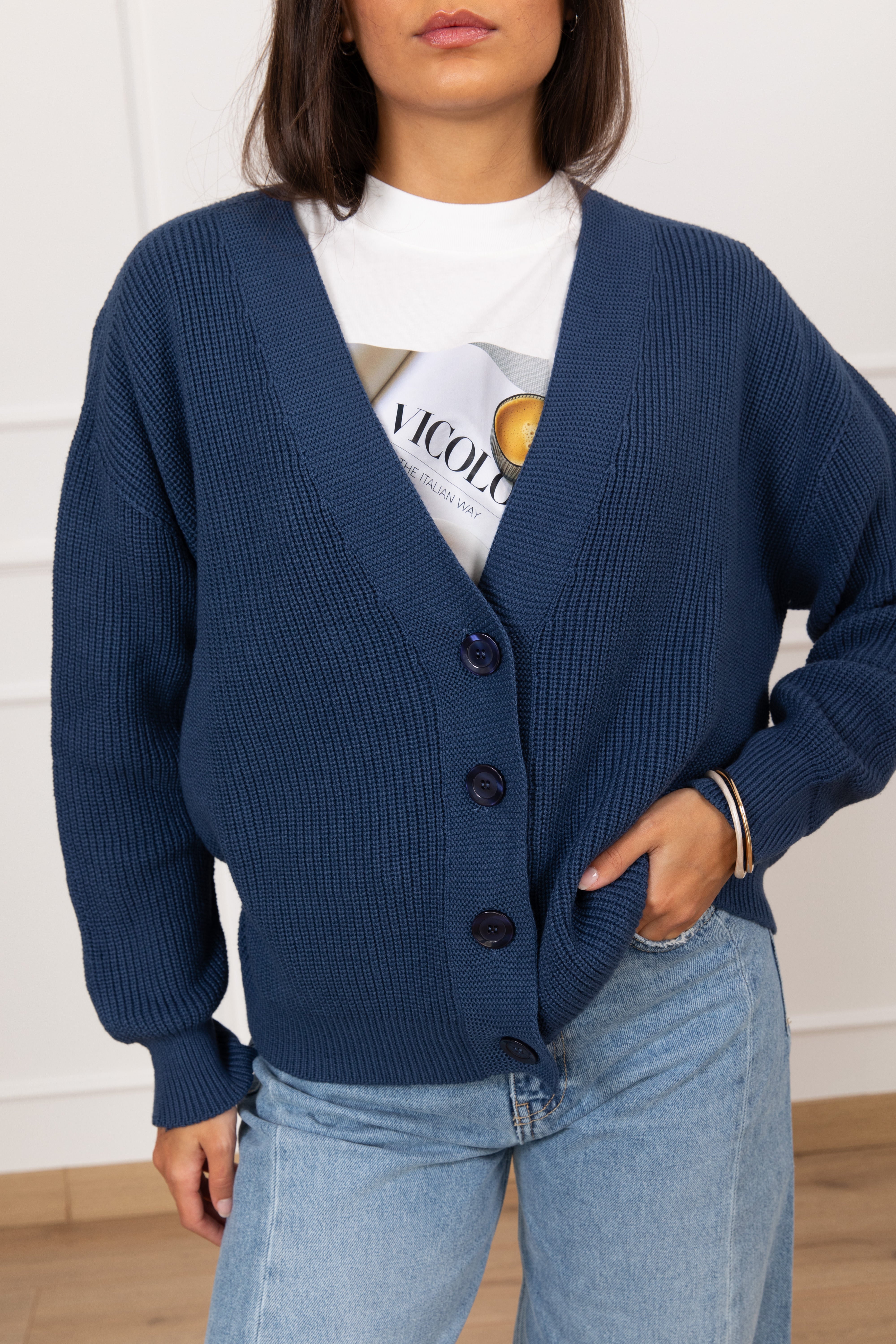 Cardigan punto pannocchia in cotone Susy Mix