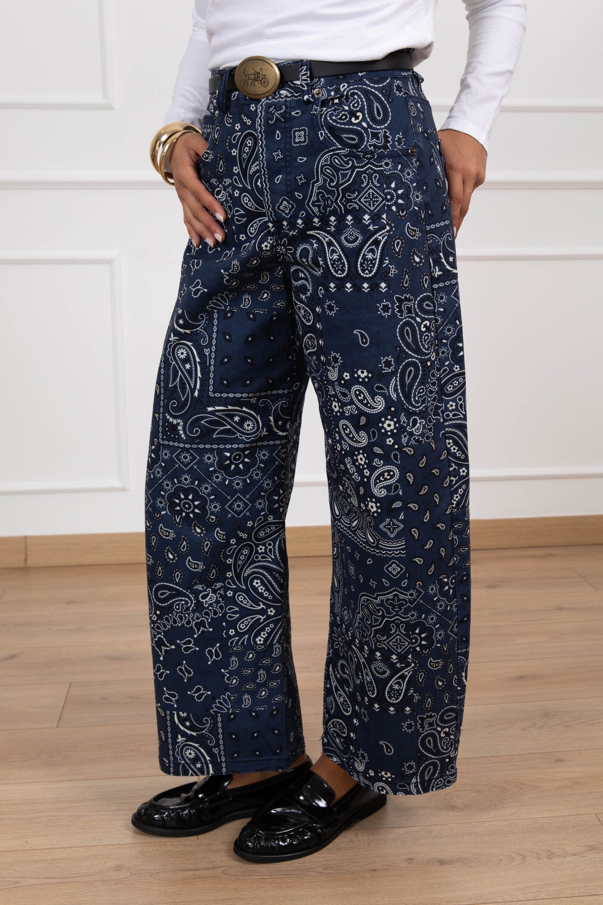 Pantalone 5 tasche fantasia bandana variante blu Tensione IN