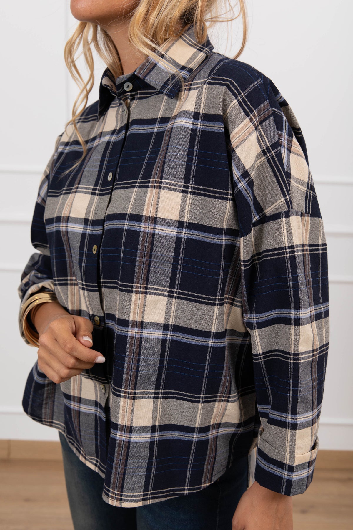Camicia check blu Haveone