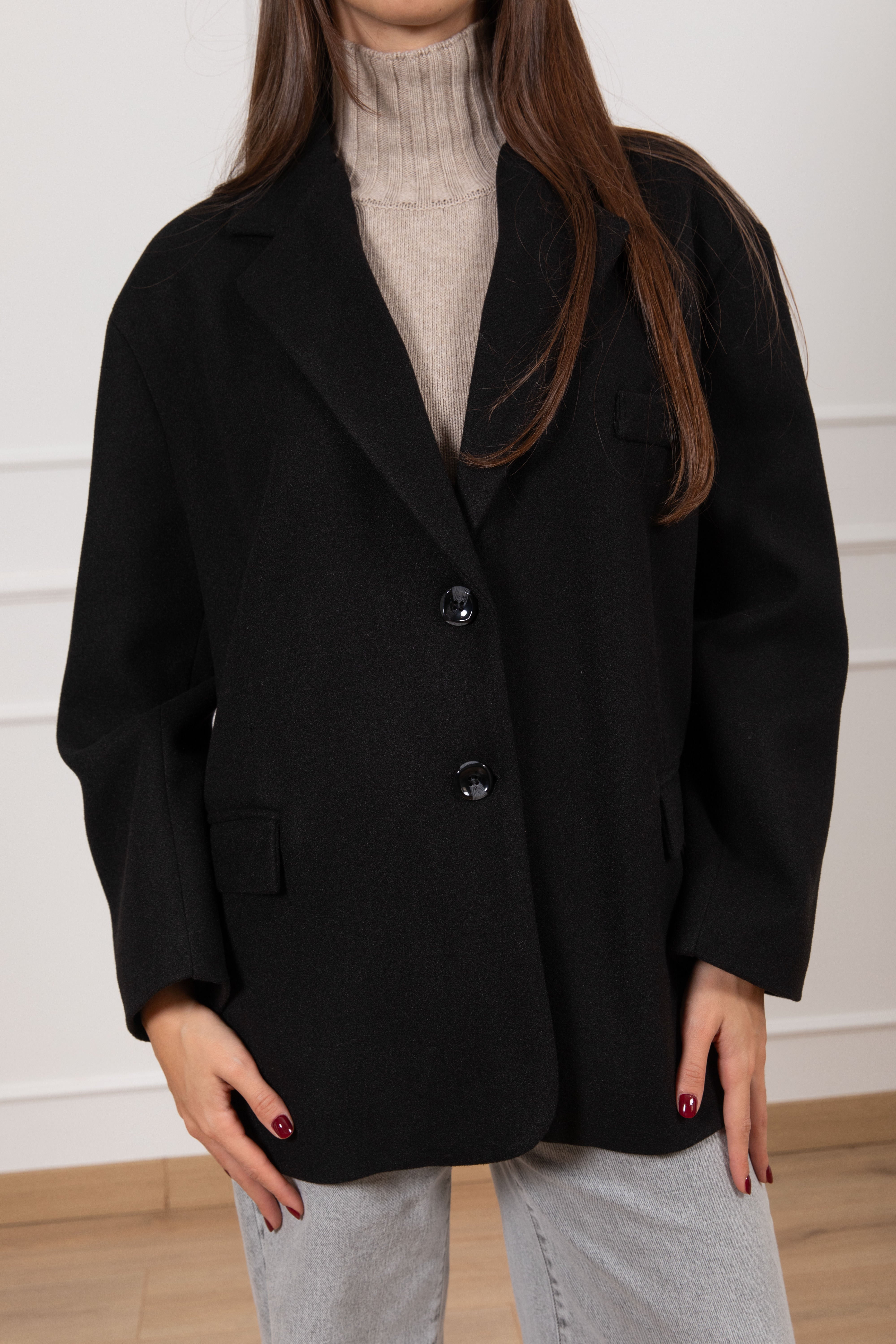 Giacca-cappotto over-size in panno Susy Mix