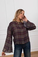 Blusa check biscotto in viscosa Tensione IN