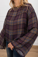 Blusa check biscotto in viscosa Tensione IN