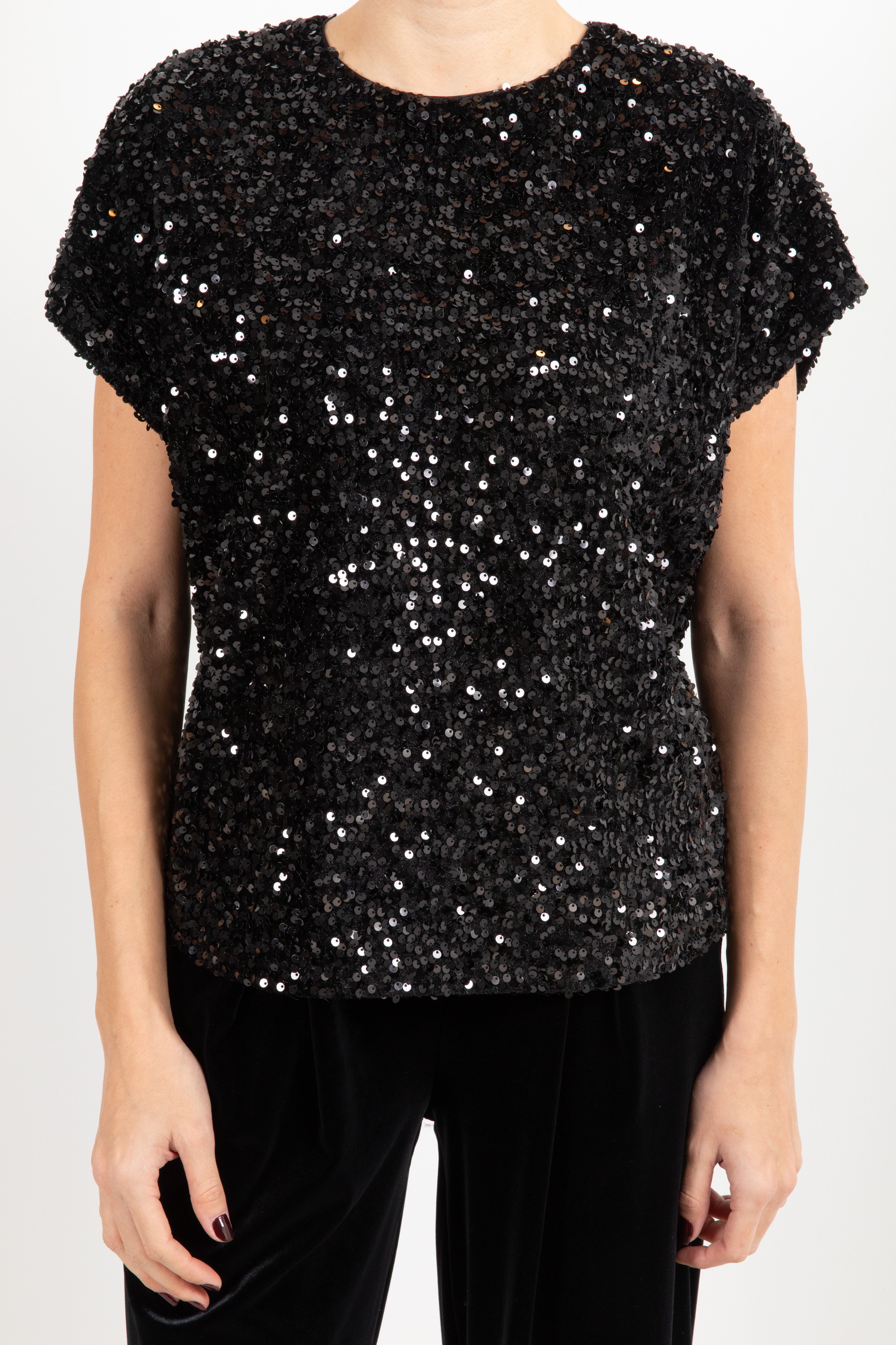 Blusa smanicata ciniglia e paillettes Tensione IN