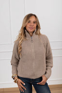 Giacca in maglia con zip variante beige Haveone