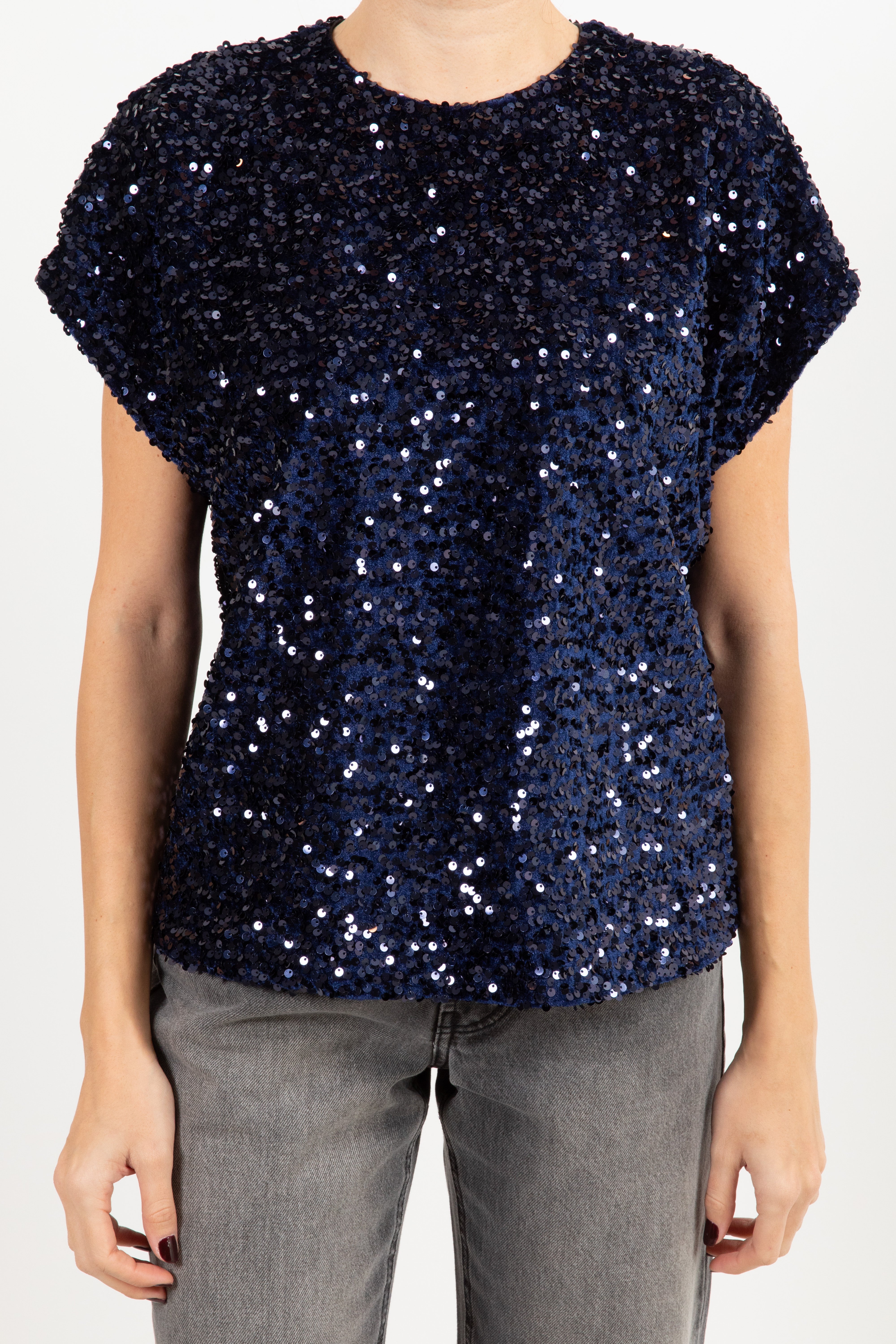 Blusa smanicata ciniglia e paillettes Tensione IN