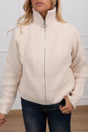 Giacca in maglia con zip variante panna Haveone