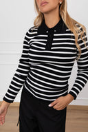 Polo in maglia a righe variante nero Tensione IN