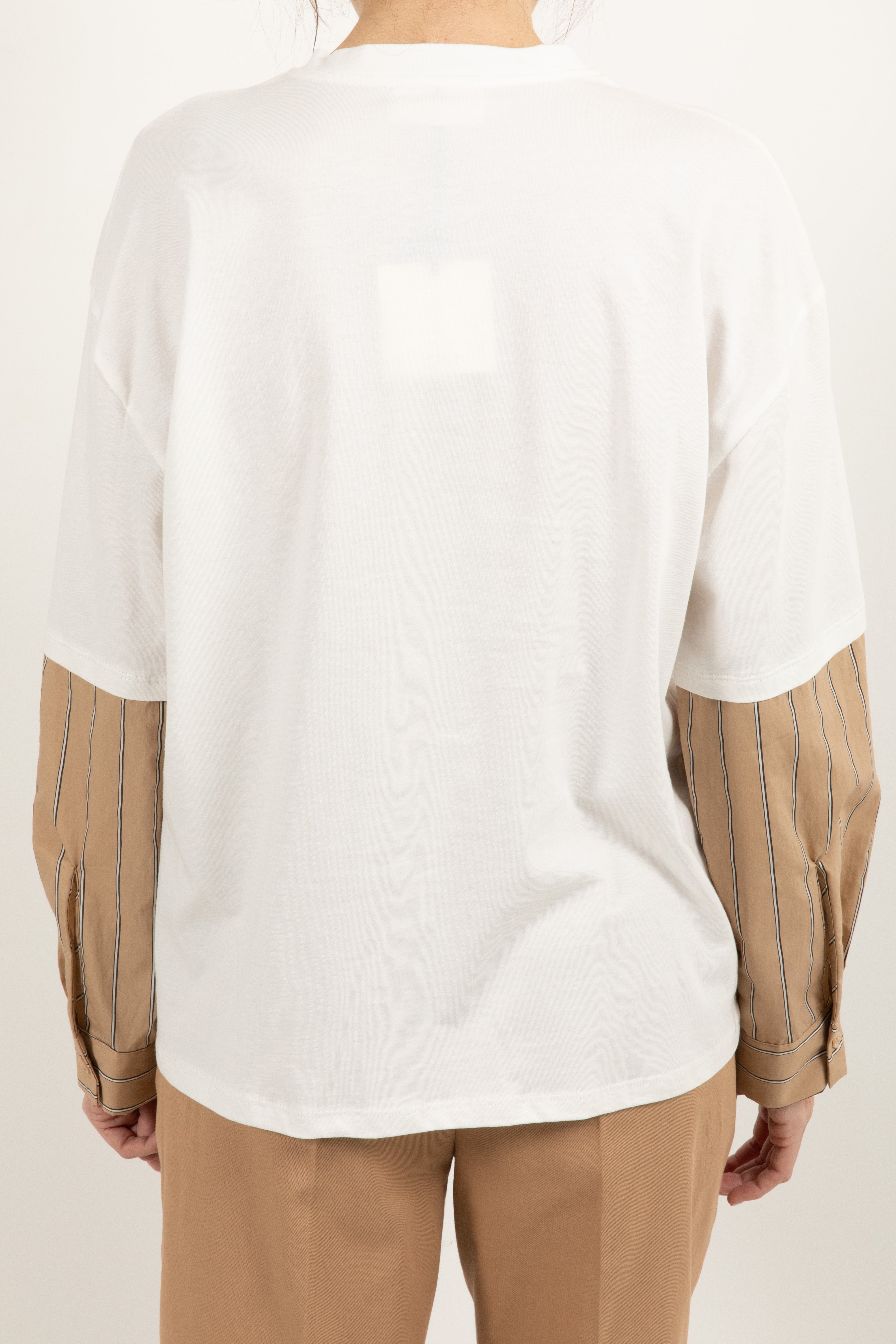 T-shirt con manica camicia beige ViCOLO