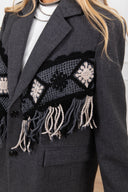 Giacca con inserto crochet e frange ViCOLO