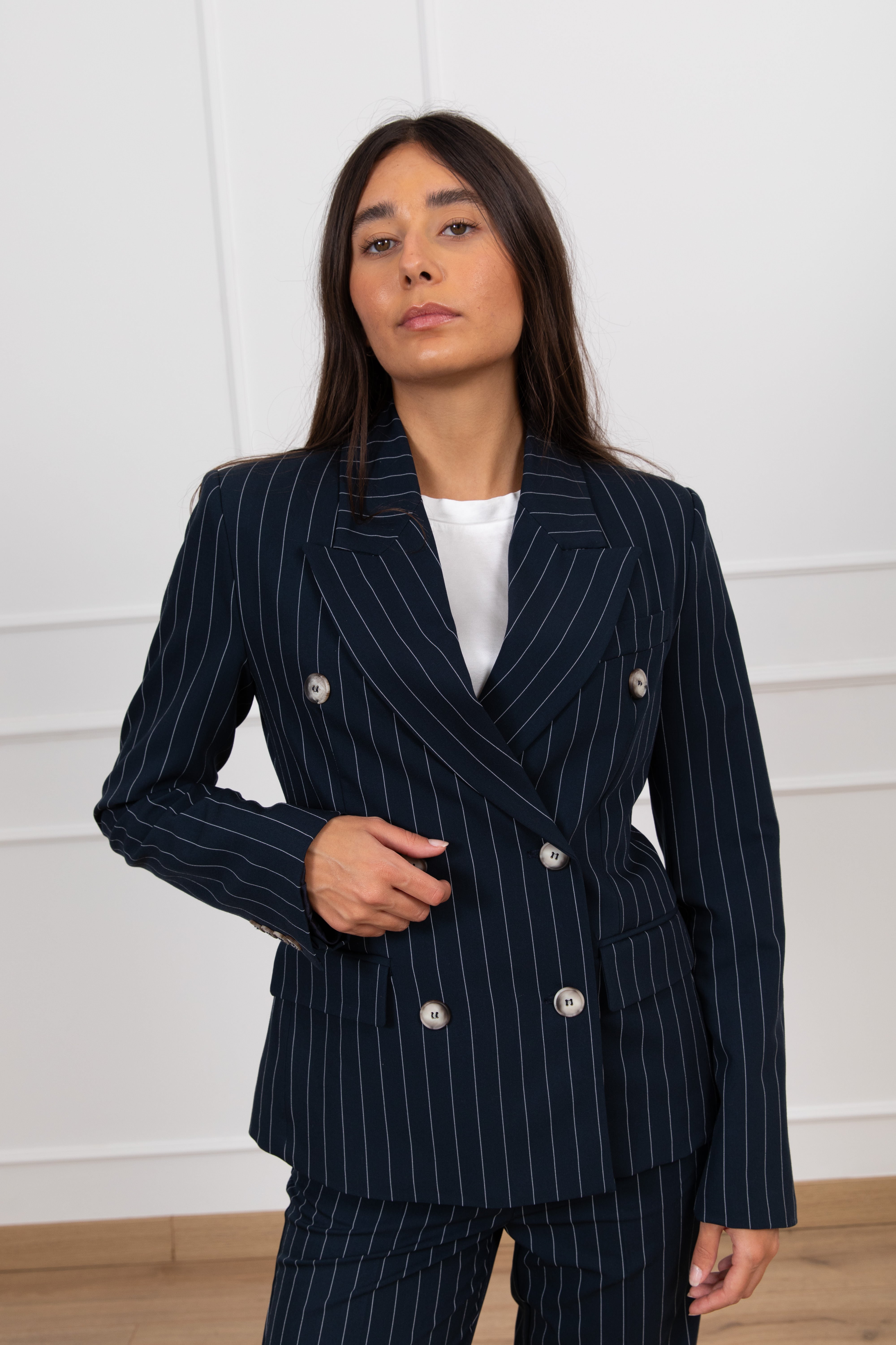 Giacca doppio-petto gessata 6 bottoni ViCOLO