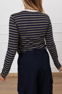 T-shirt serafino a righe con collo a contrasto Haveone