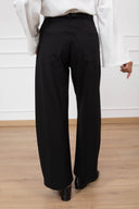 Pantalone 5 tasche in viscosa con cintura placca variante nero Tensione IN