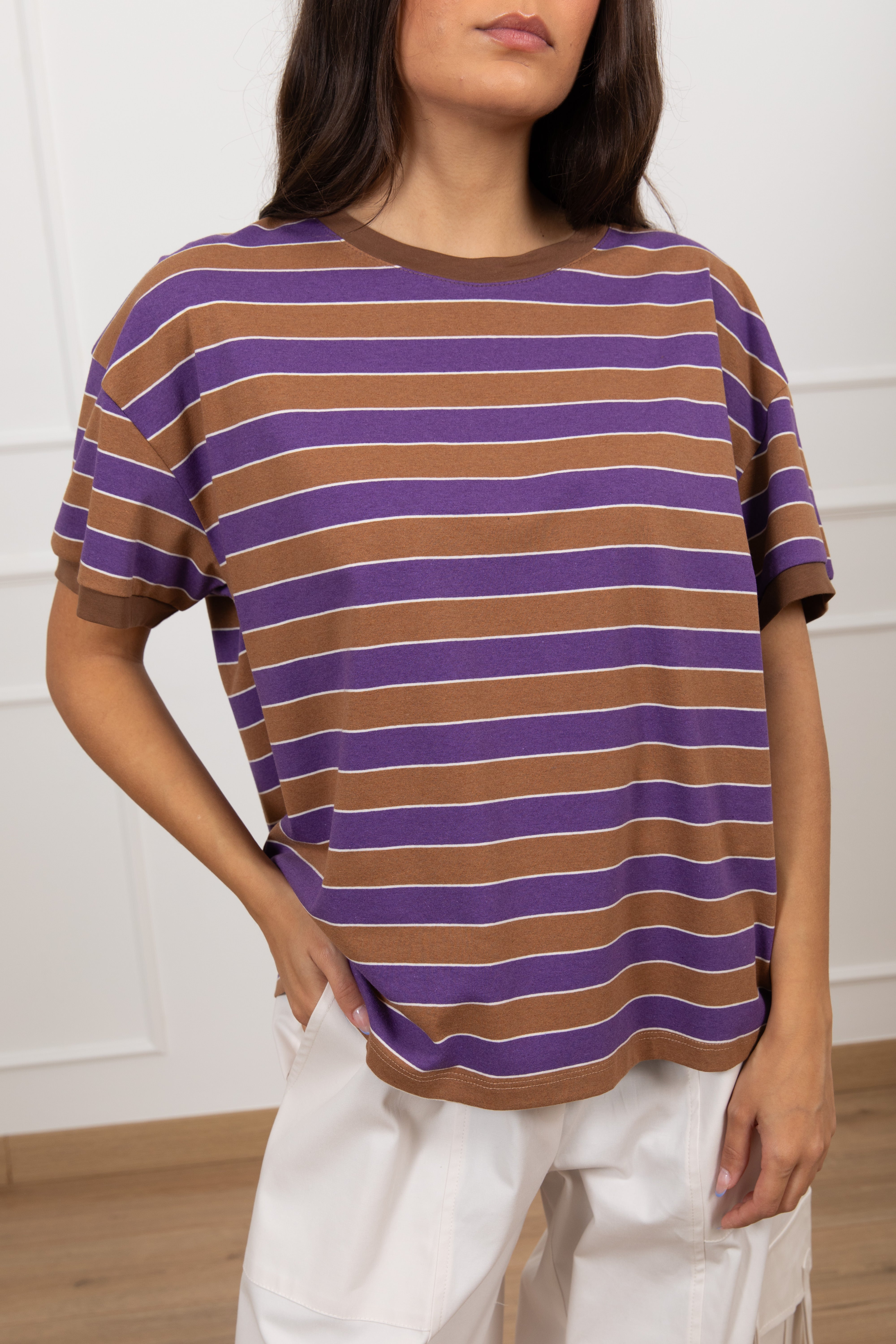 T-shirt manica corta a righe larghe Tensione IN