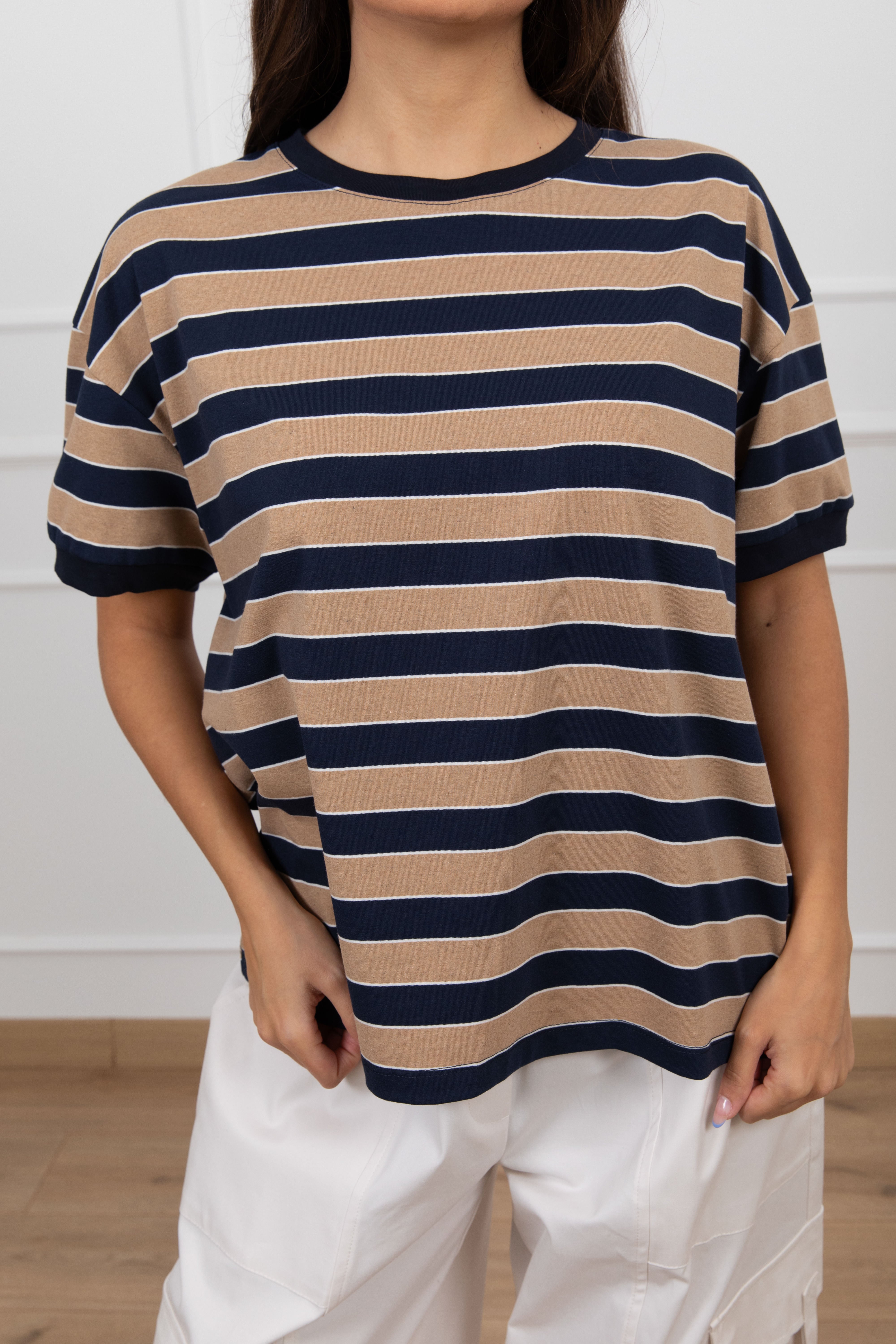 T-shirt manica corta a righe larghe Tensione IN