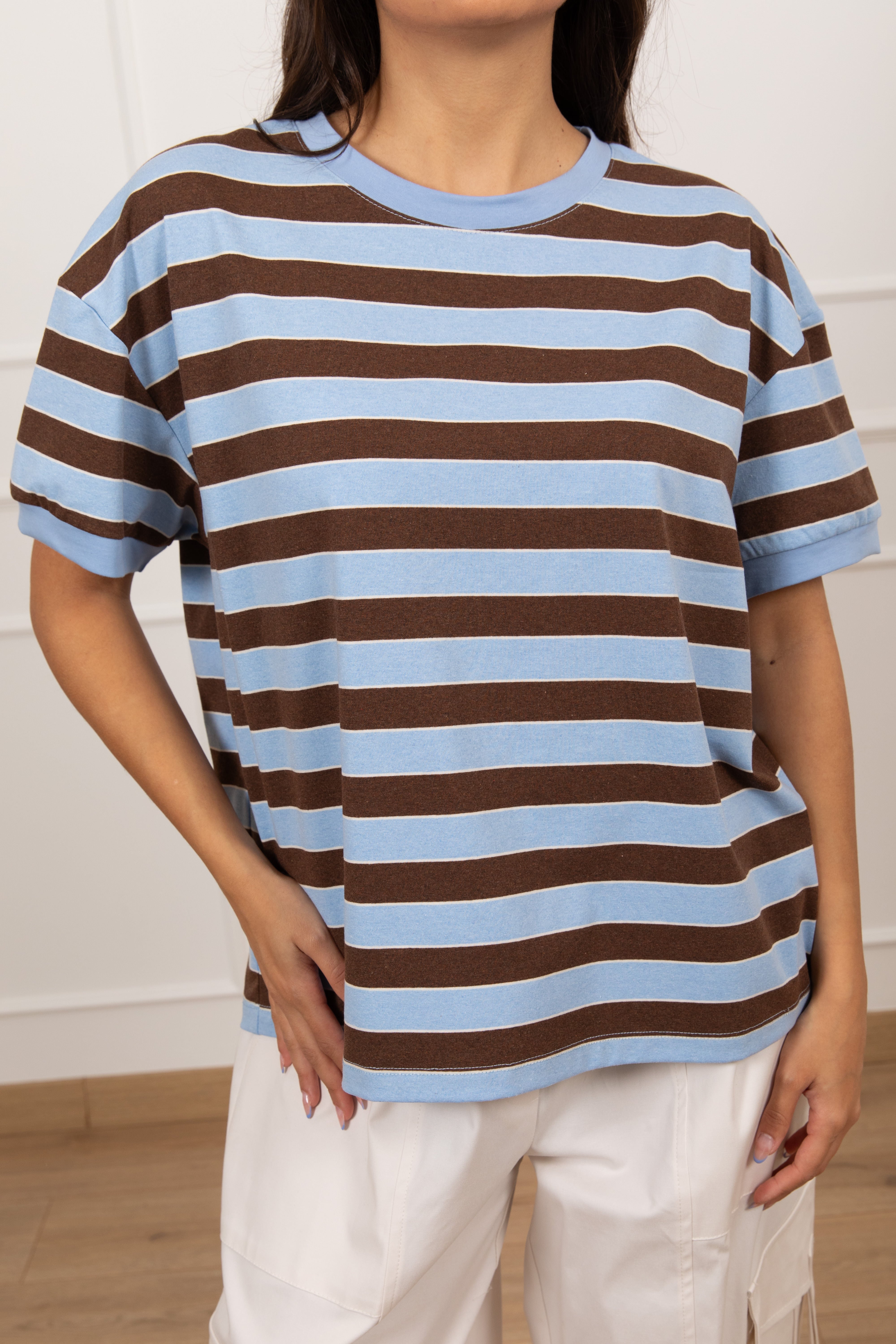 T-shirt manica corta a righe larghe Tensione IN