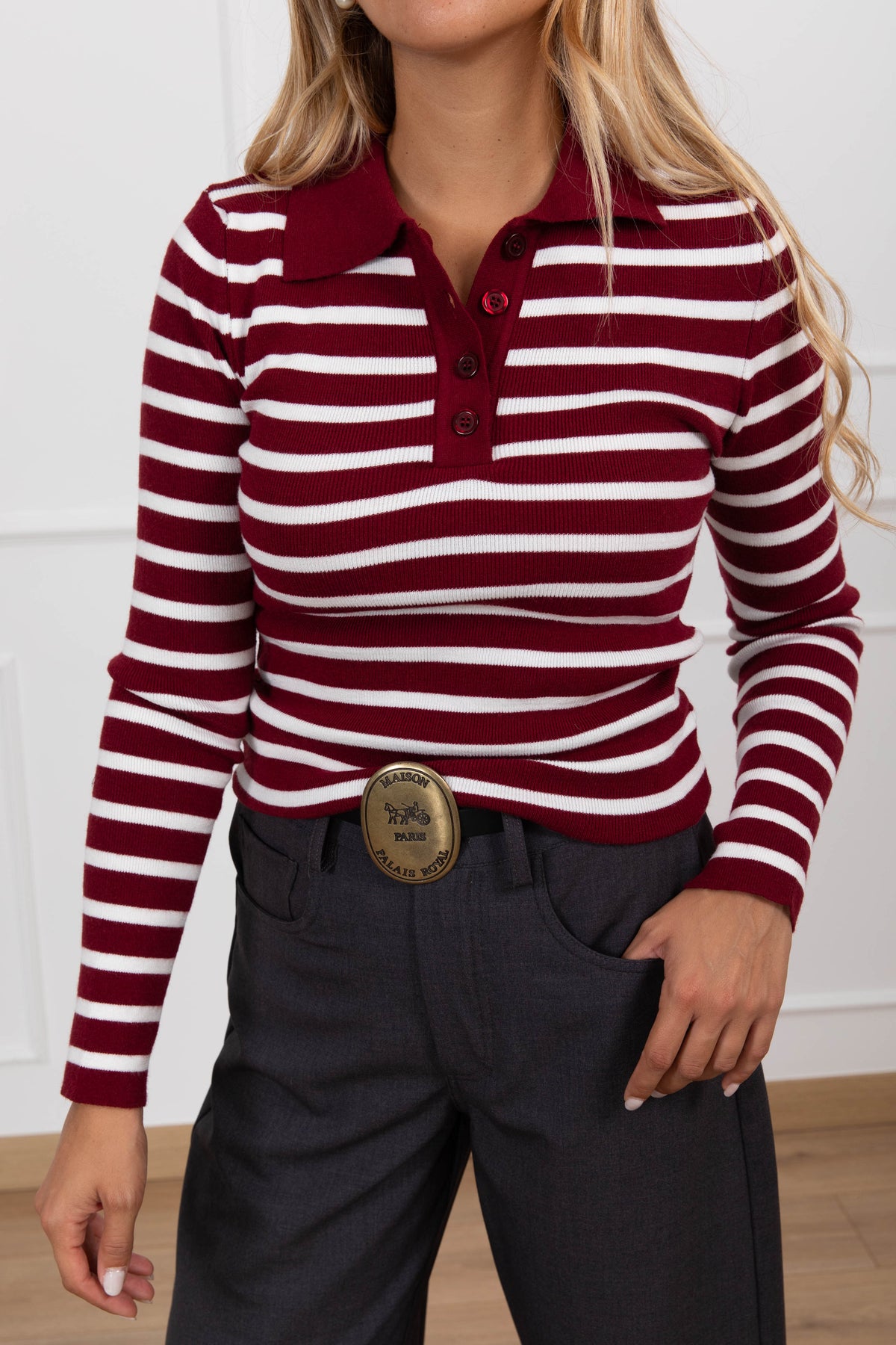 Polo in maglia a righe variante bordeaux Tensione IN