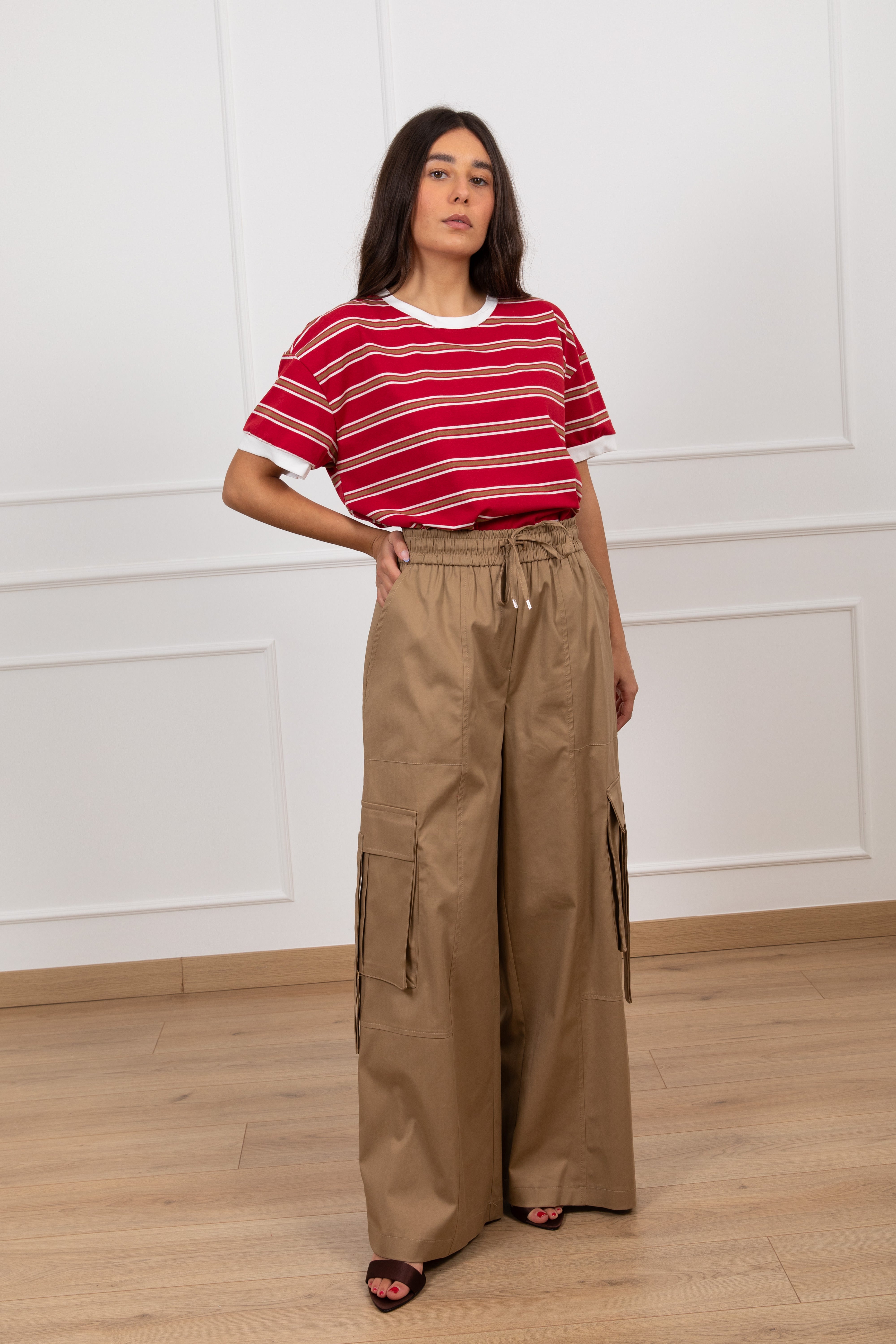 Pantalone cargo in cotone con elastico Tensione IN