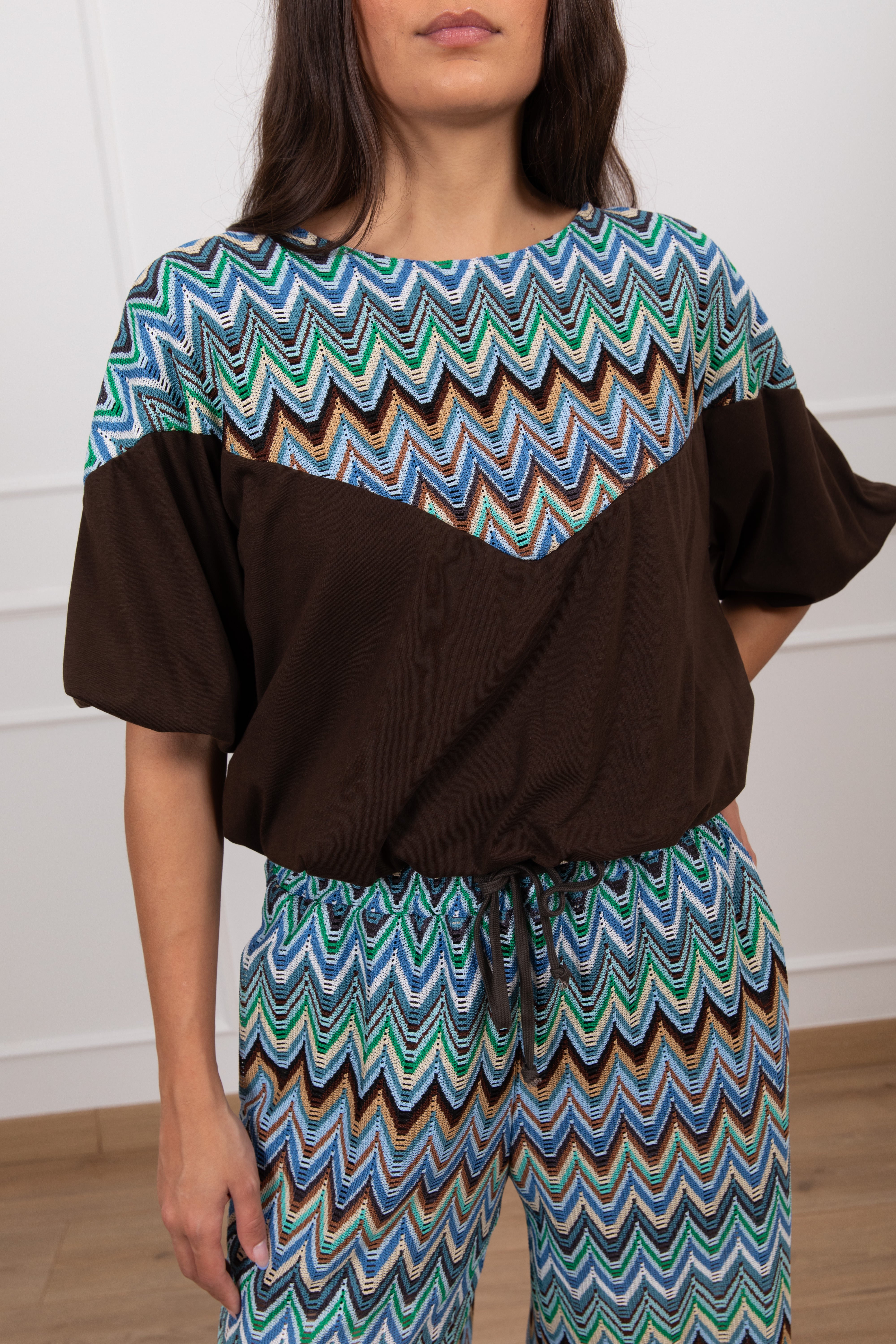 T-shirt a palloncino con inserto motivo zig-zag Tensione IN