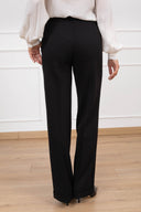 Pantalone gamba dritta in punto milano variante nero ViCOLO