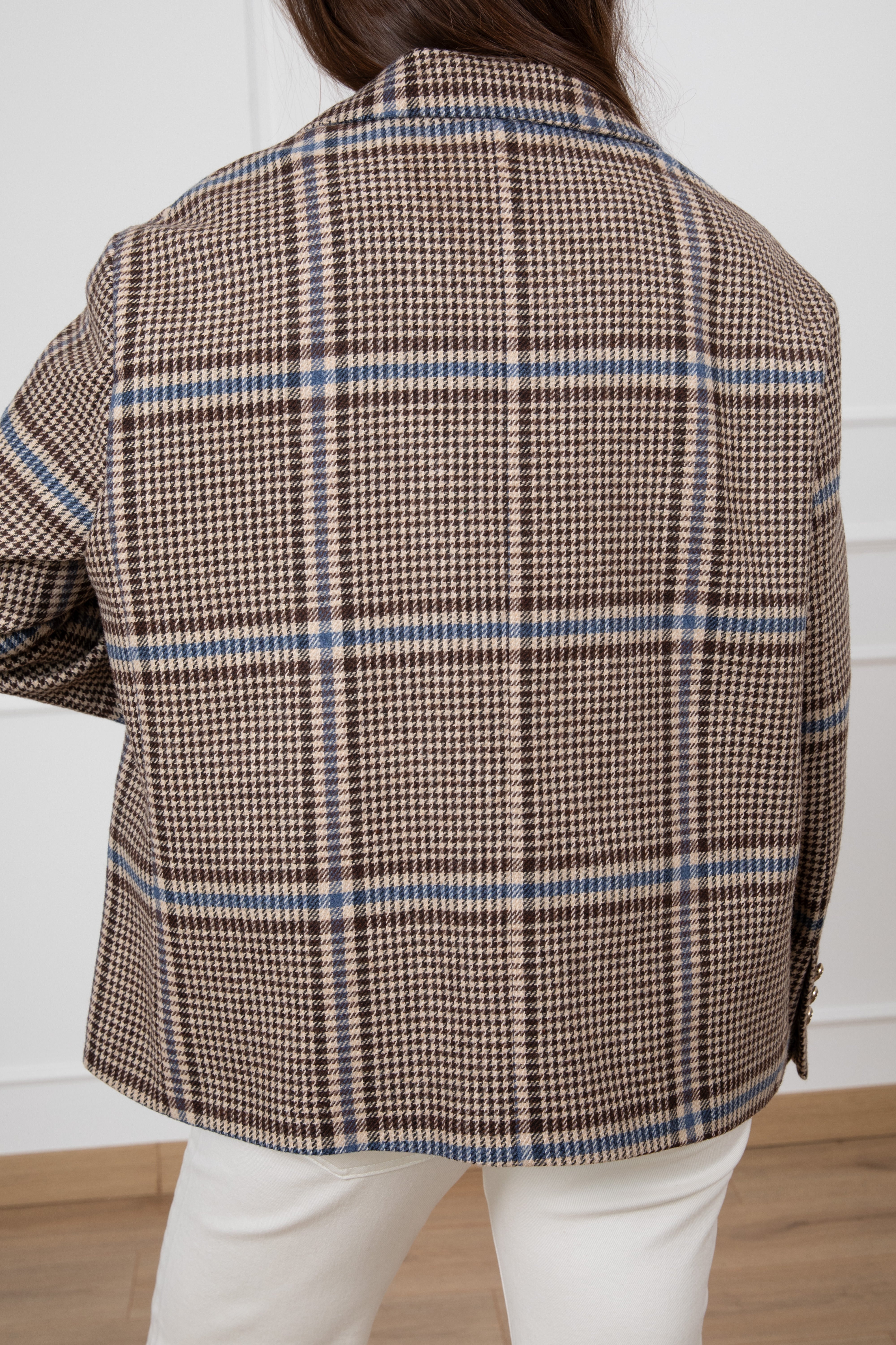 Giacca check azzurro 4 bottoni Tensione IN