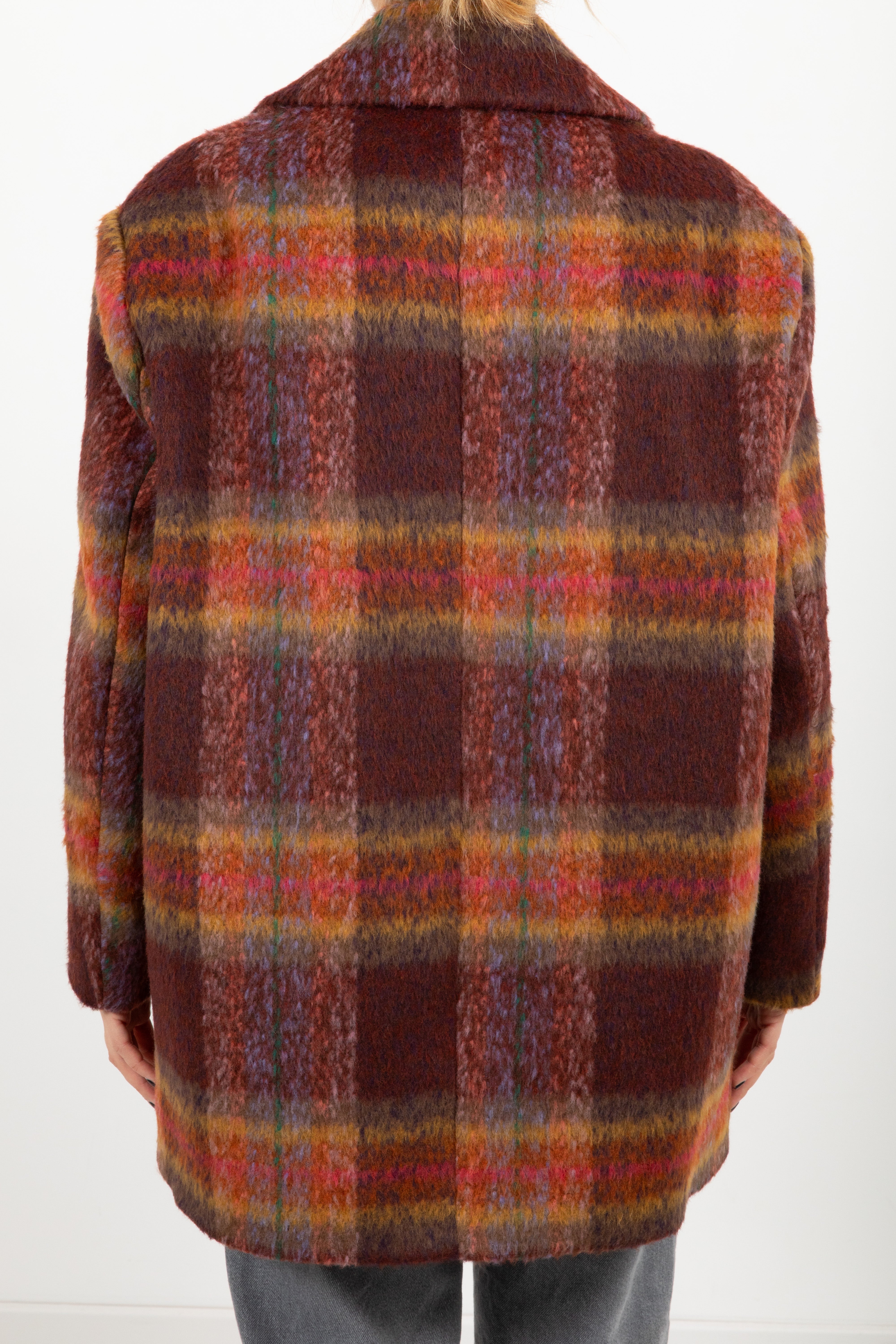 Cappotto check in lana pettinata Dixie