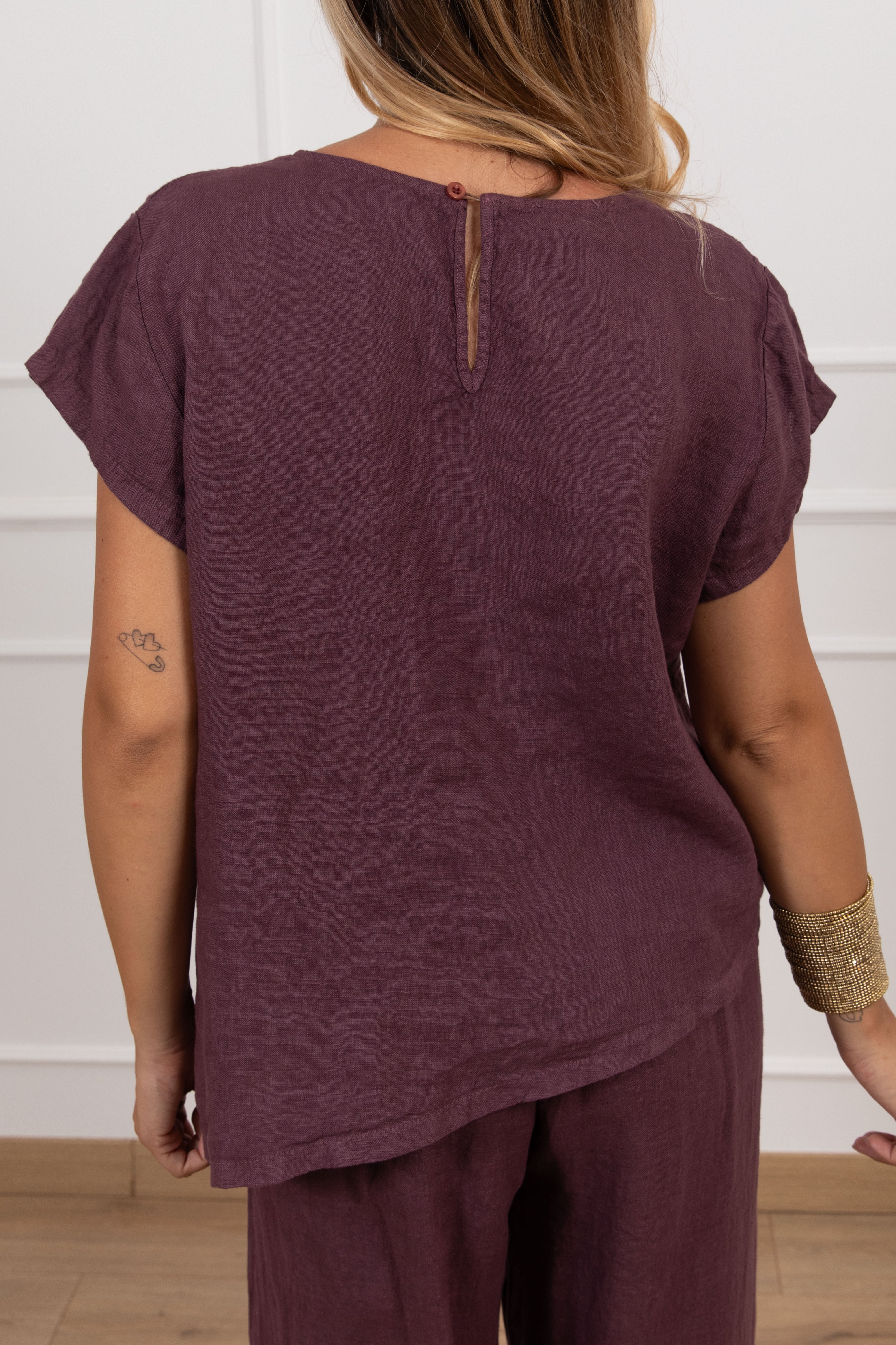 Coordinato t-shirt e pantalone 100% lino Susy Mix