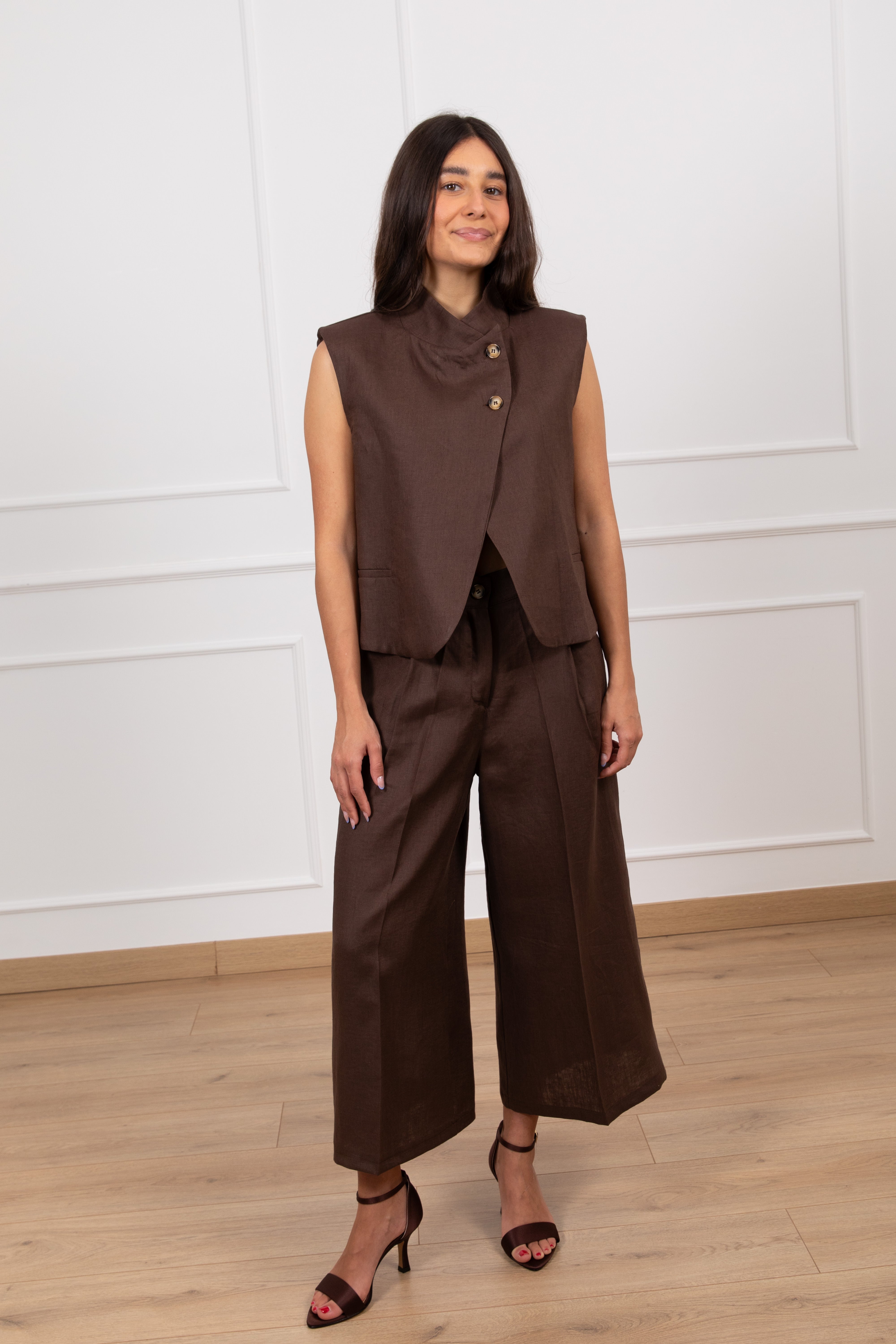 Pantalone gamba larga in lino ViCOLO