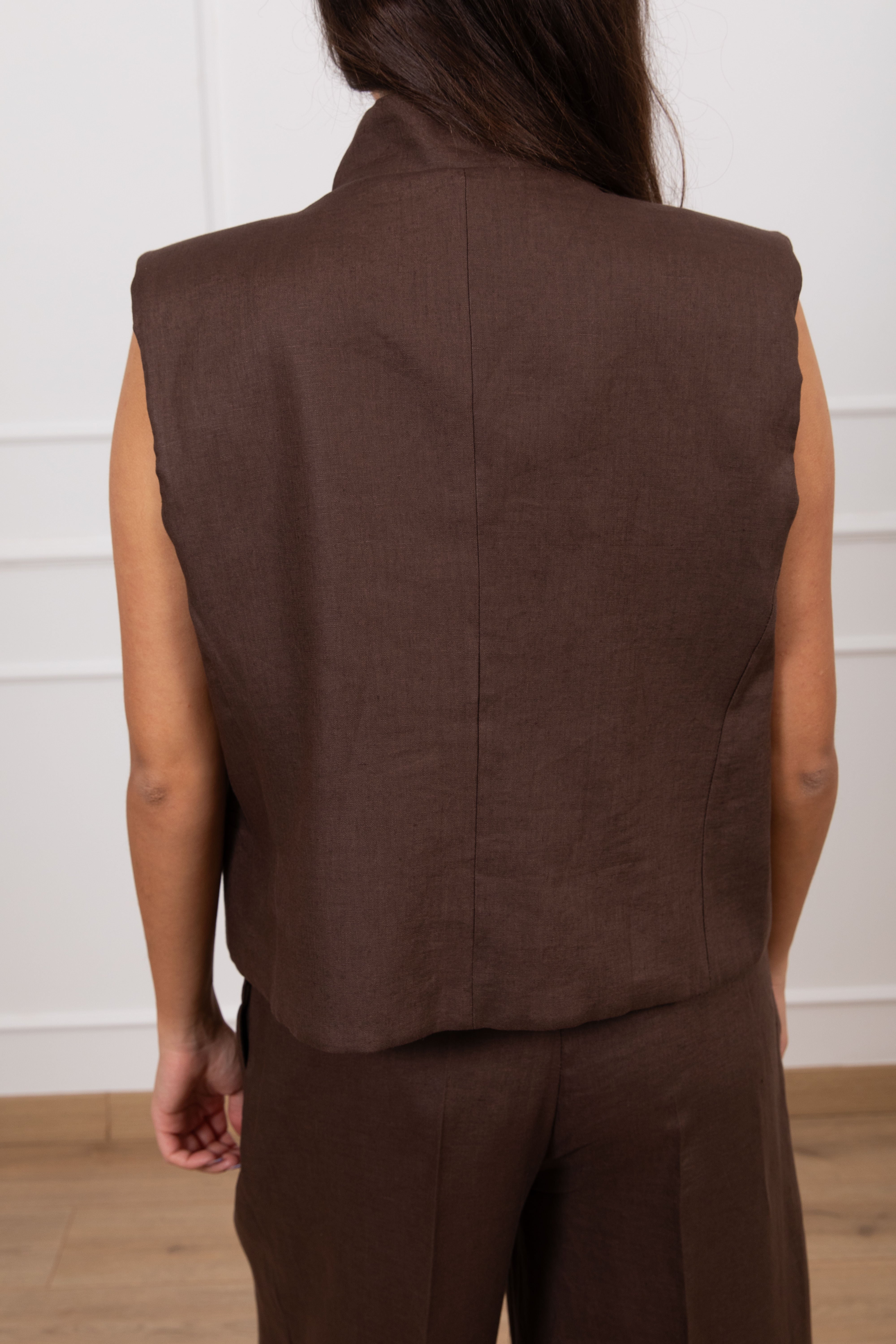 Gilet in lino 2 bottoni alti ViCOLO