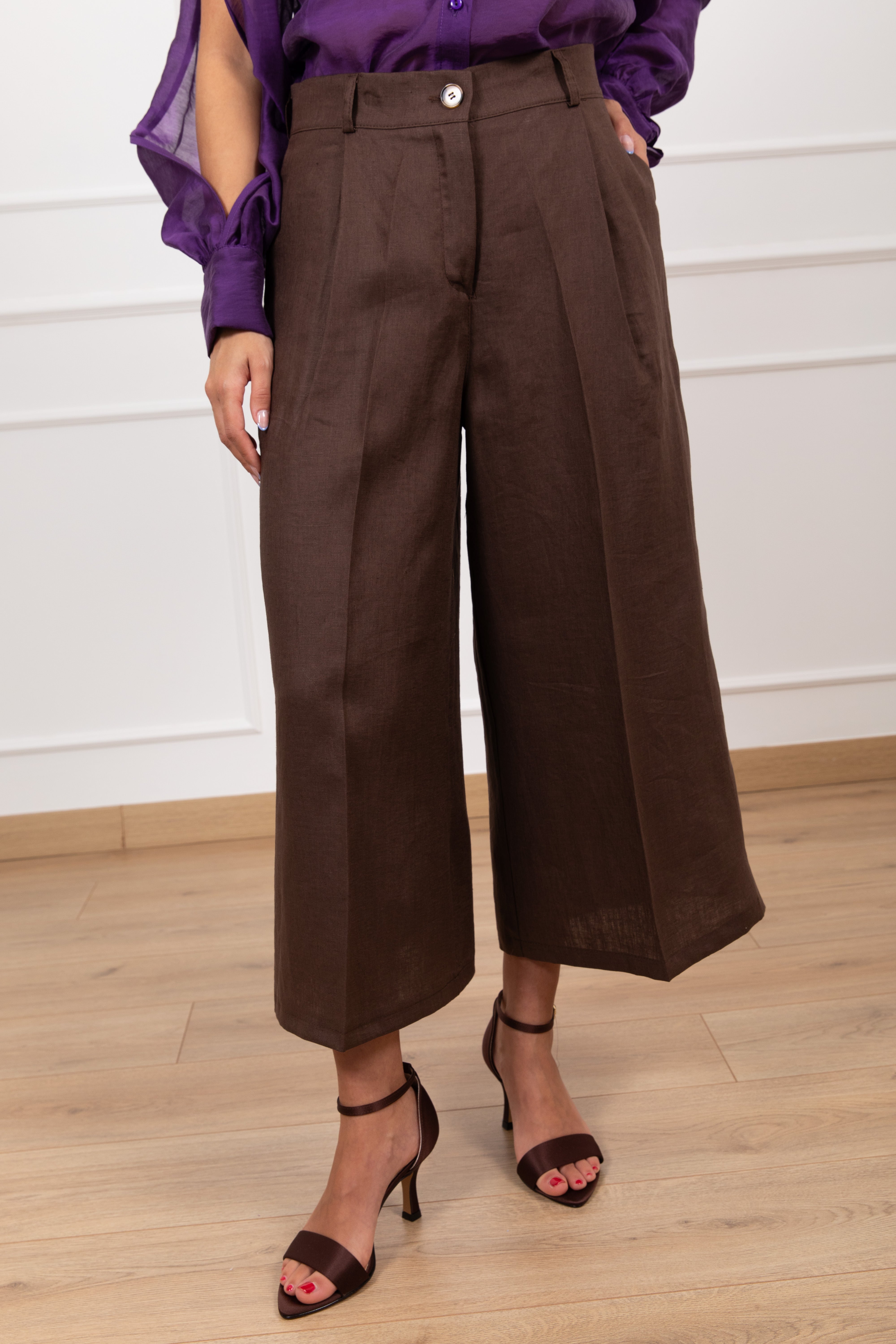 Pantalone gamba larga in lino ViCOLO