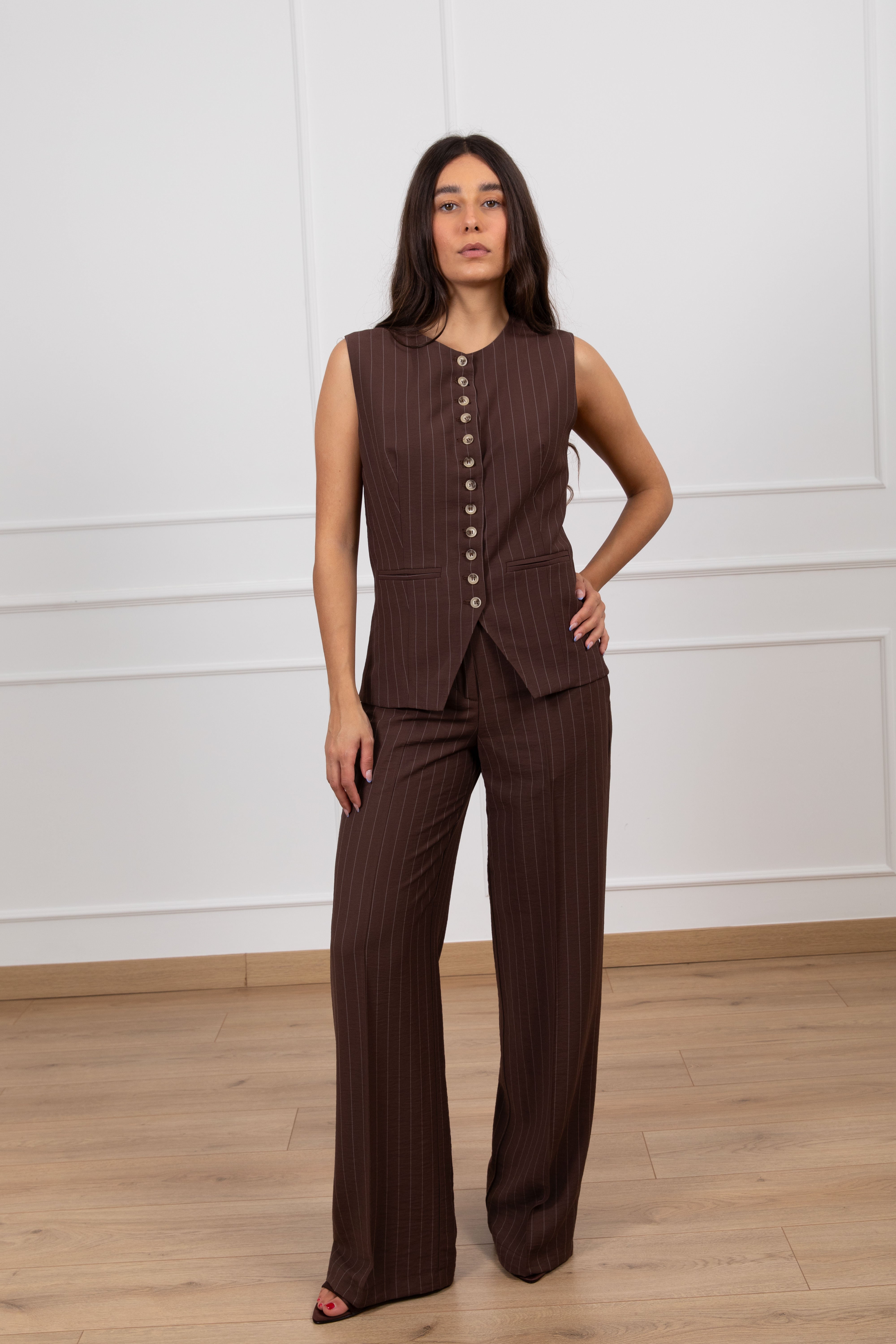 Pantalone gamba dritta gessato ViCOLO