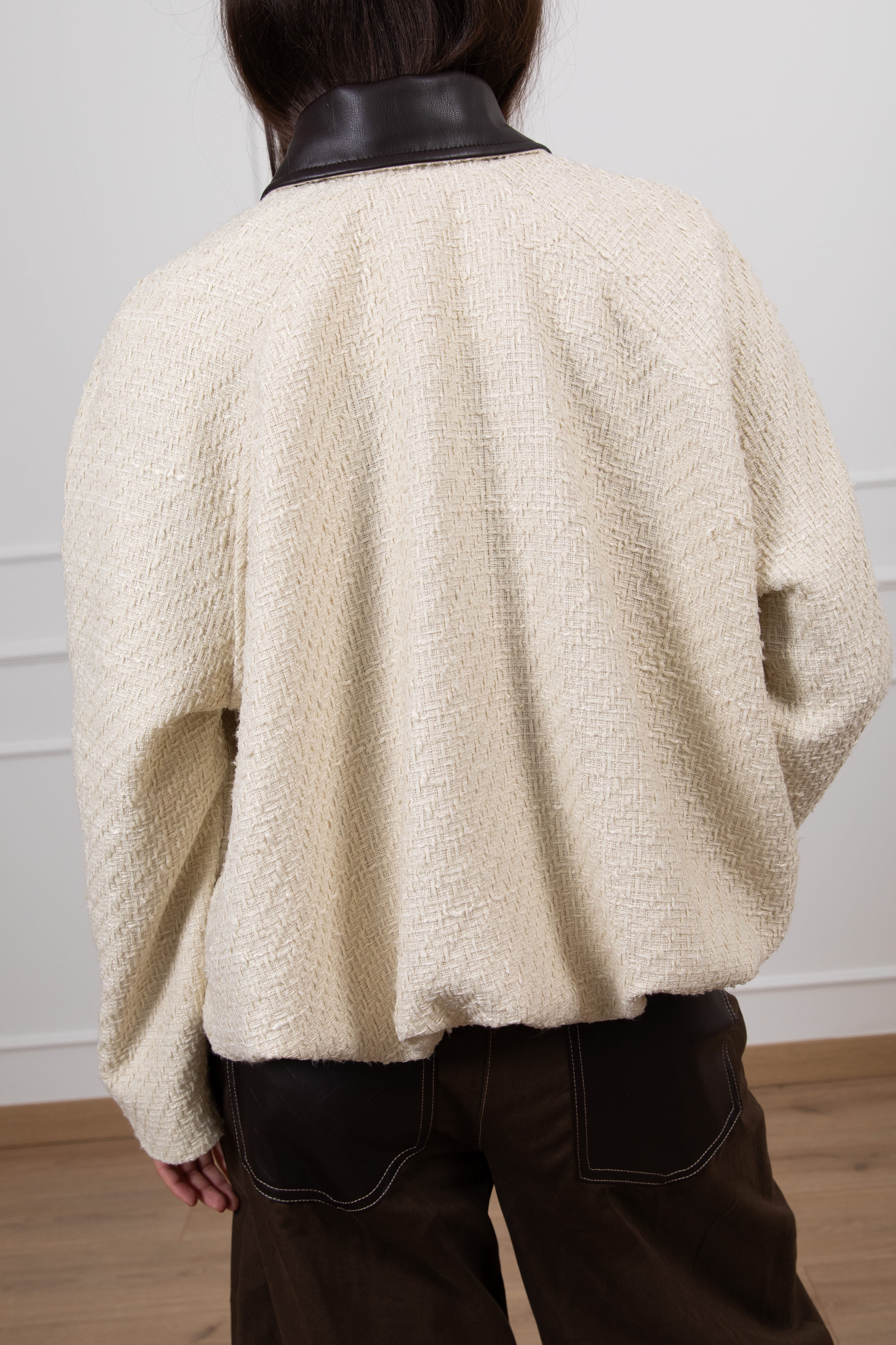 Bomber in tweed con colletto in eco-pelle Tensione IN