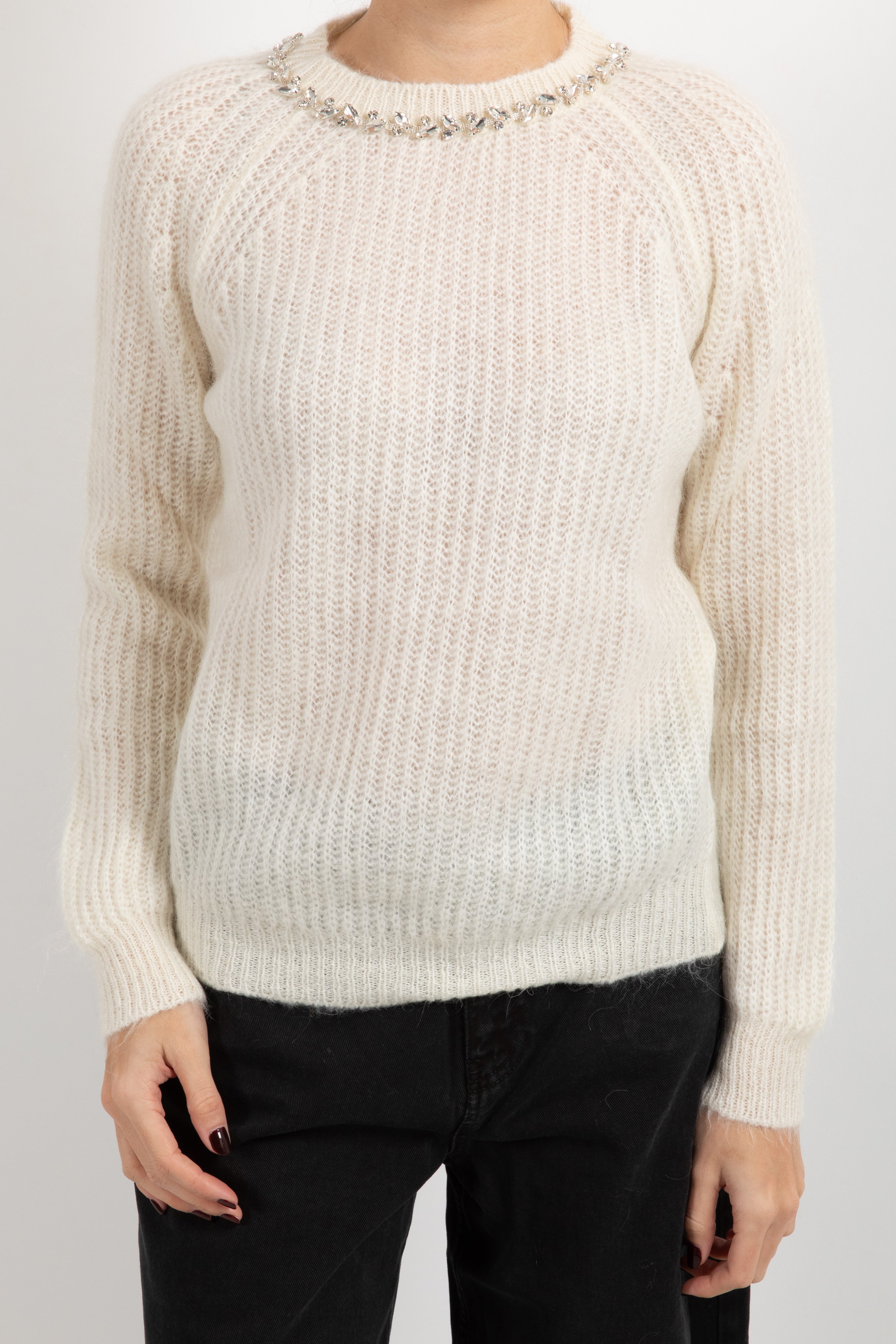 Pull in mohair con girocollo di pietre ViCOLO