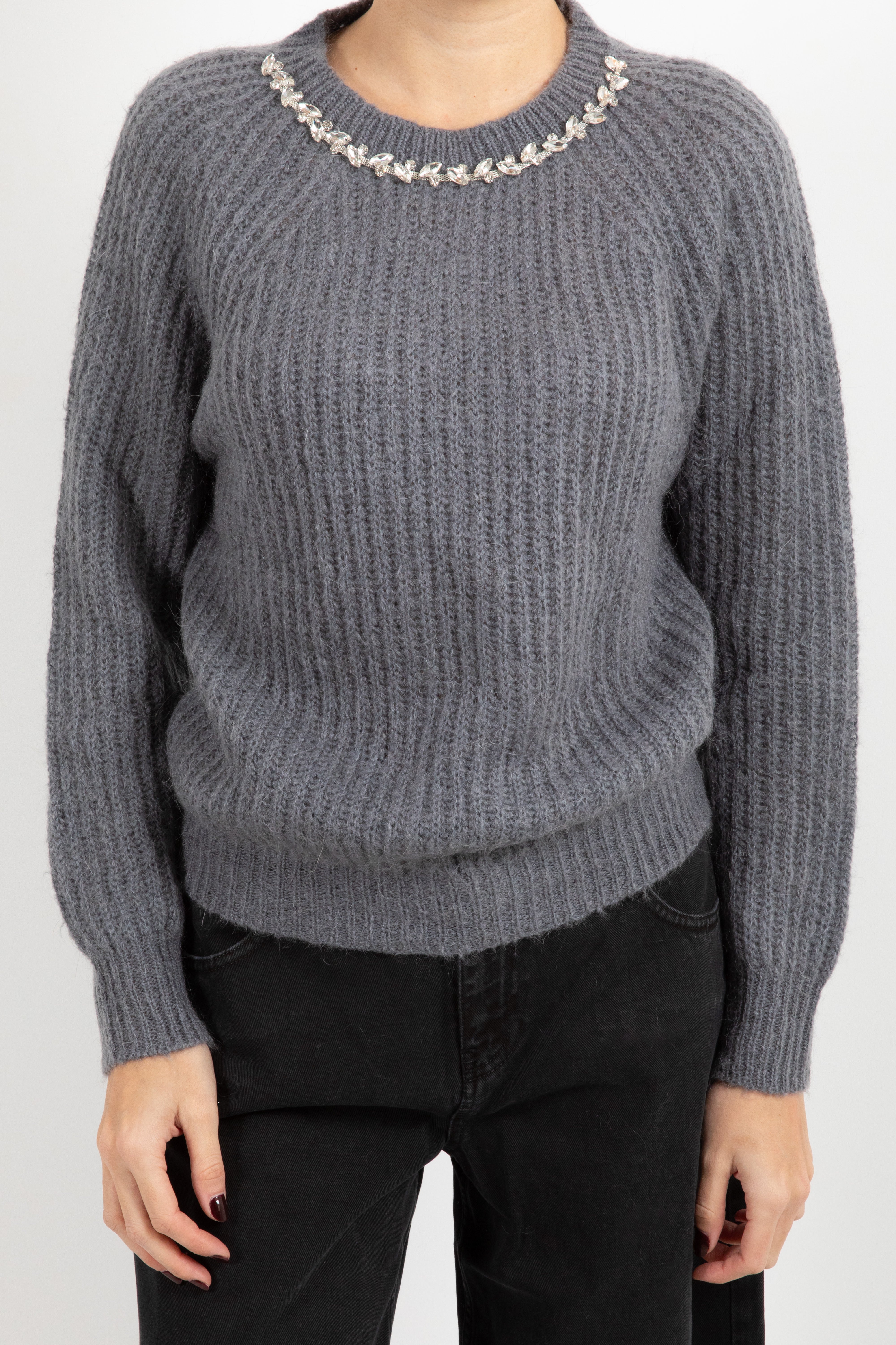 Pull in mohair con girocollo di pietre ViCOLO