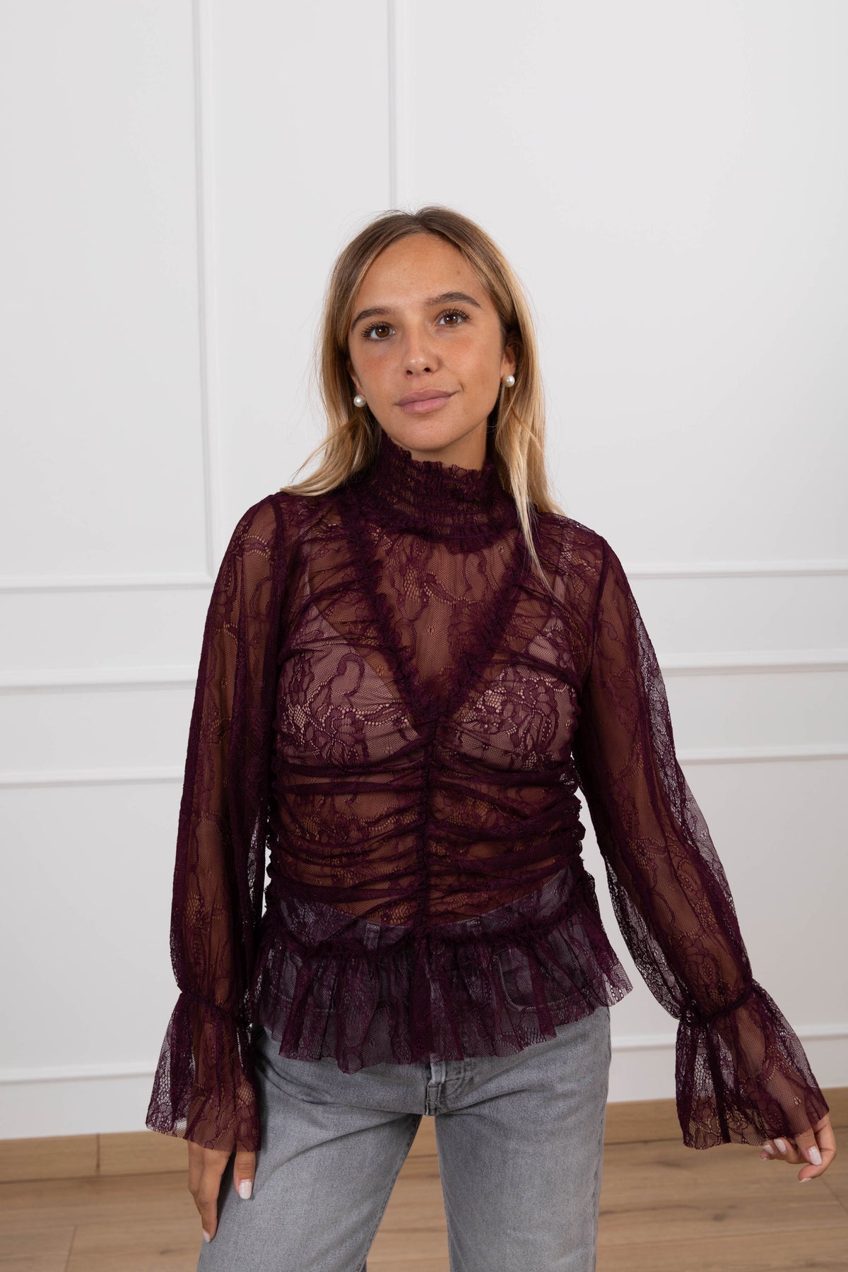 Blusa in pizzo variante vino Susy Mix