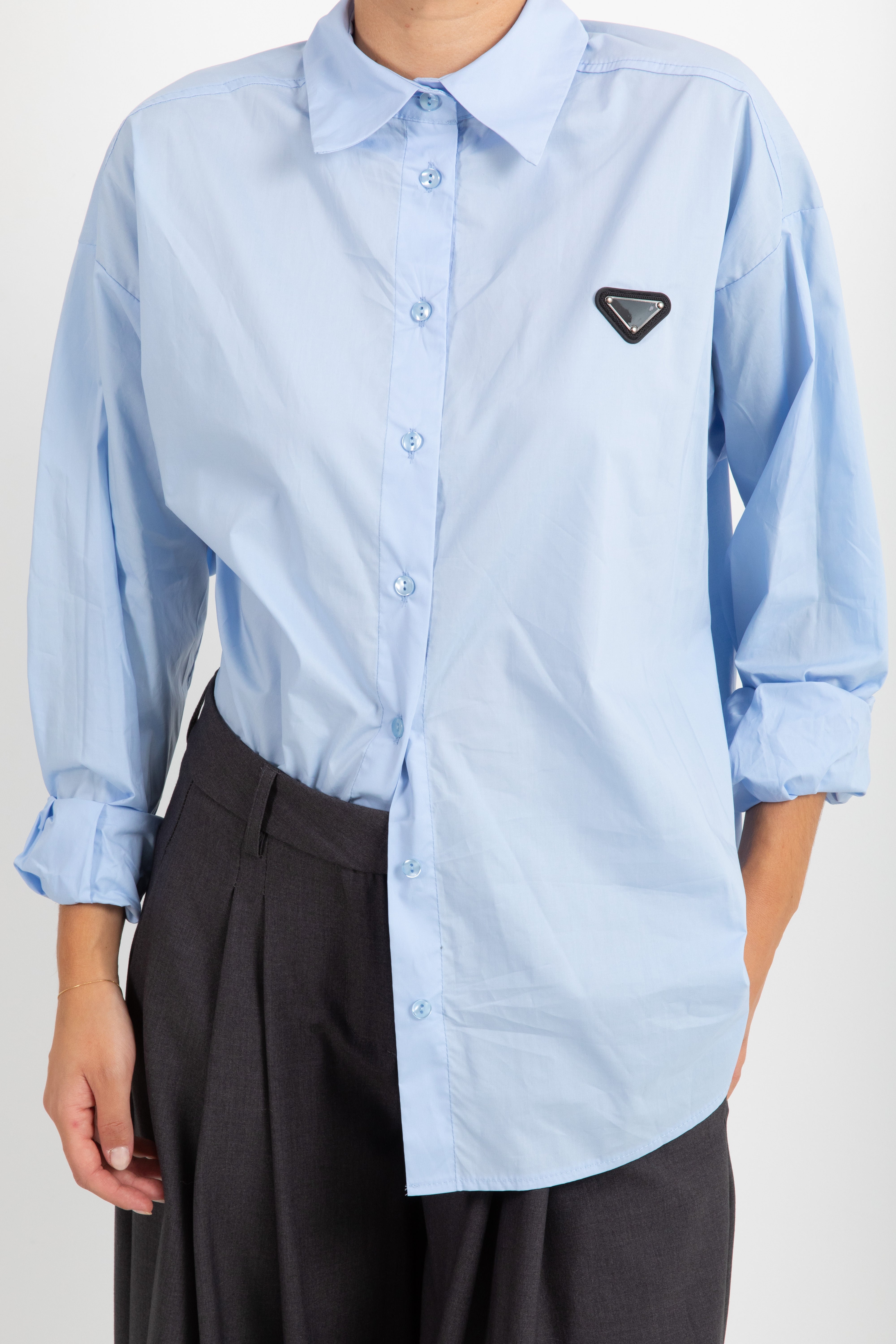 Camicia over-size in popeline con placchetta Tensione IN