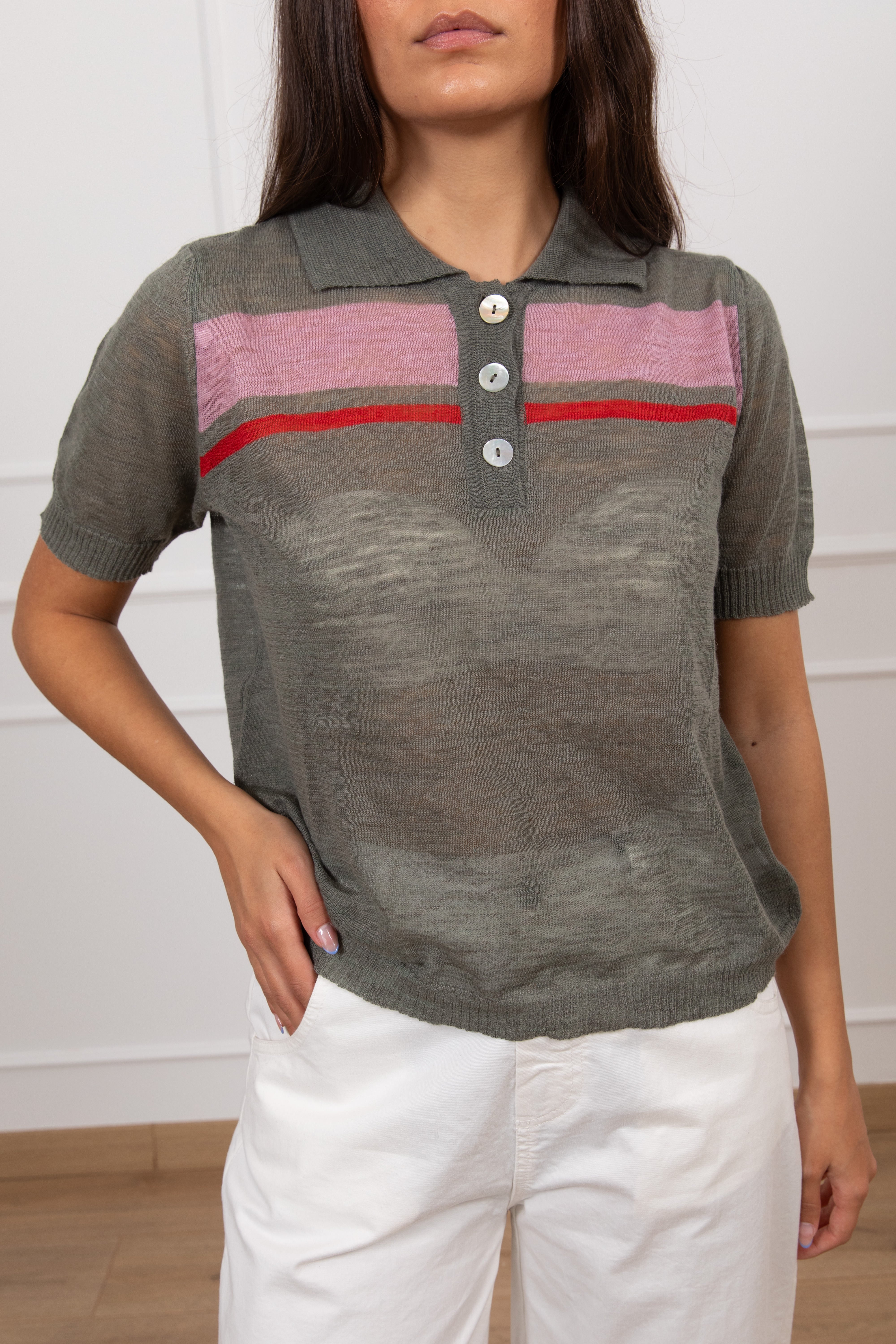 Polo fiammata a righe asimmetriche ViCOLO