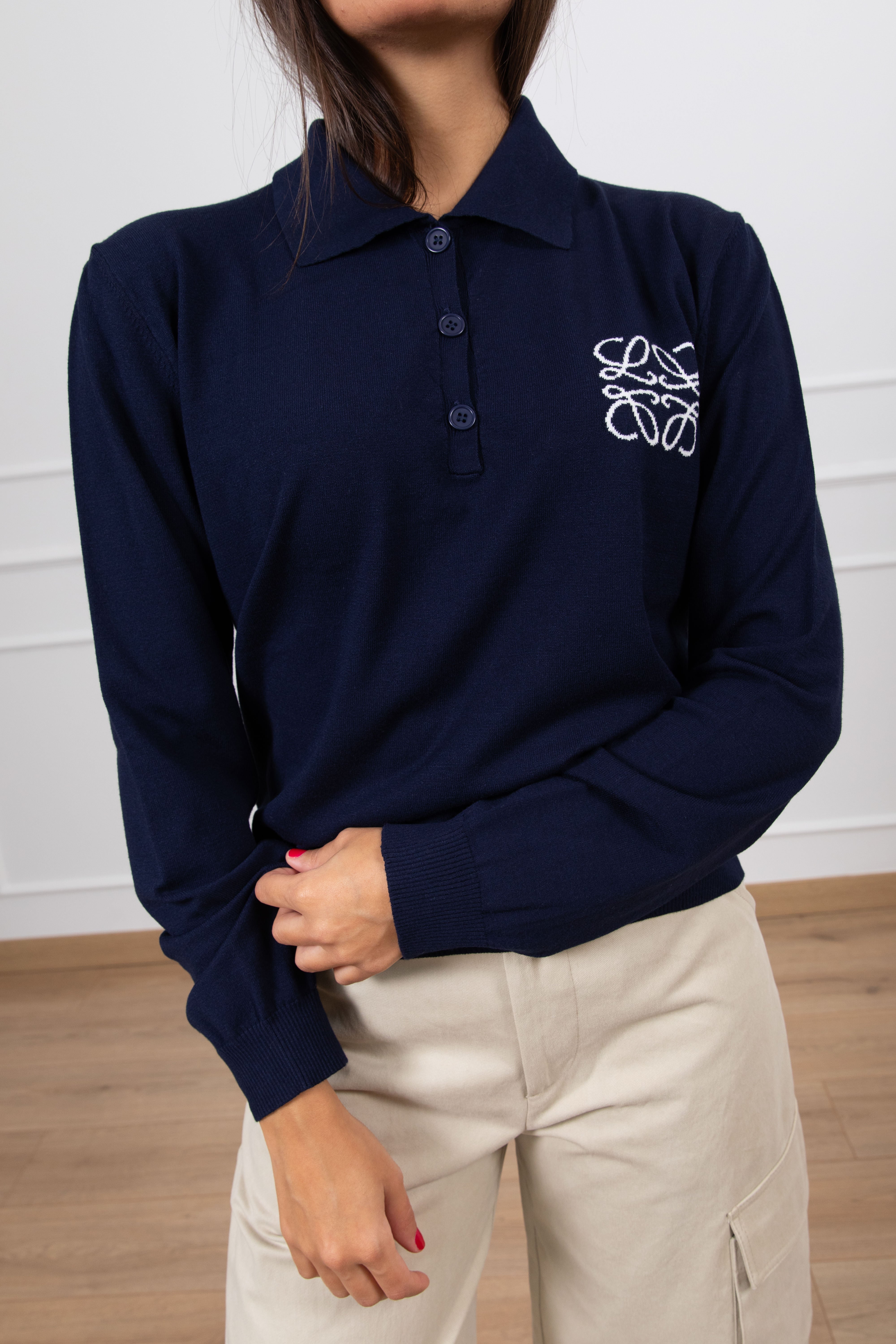 Polo manica lunga con ricamo Motel