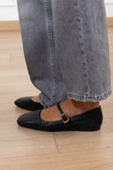 Ballerina con cinturino in eco-pelle intrecciata variante nero Susy Mix