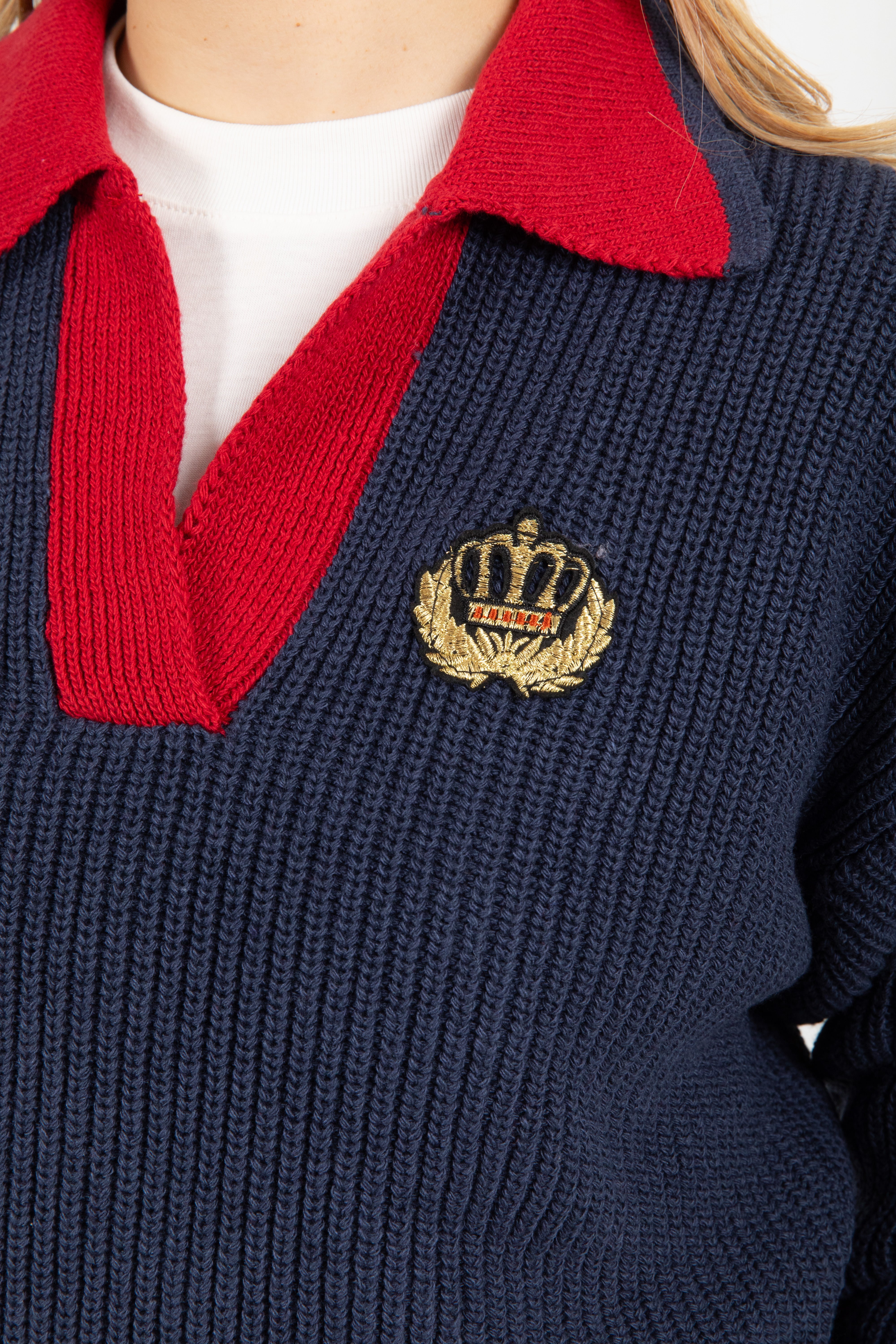 Polo in maglia con stemma e bordi a contrasto Dixie
