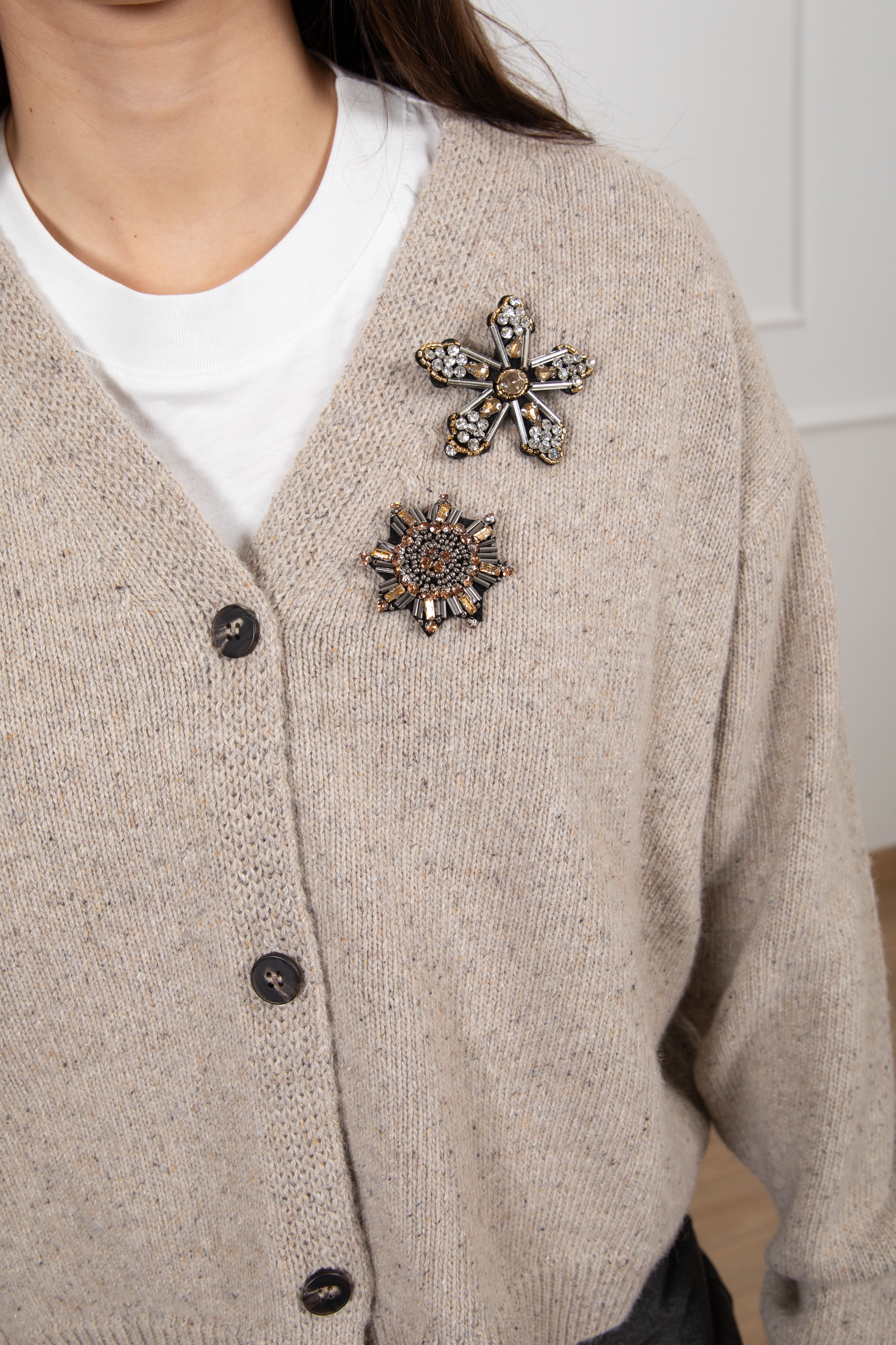 Cardigan melange in maglia con spille Tensione IN