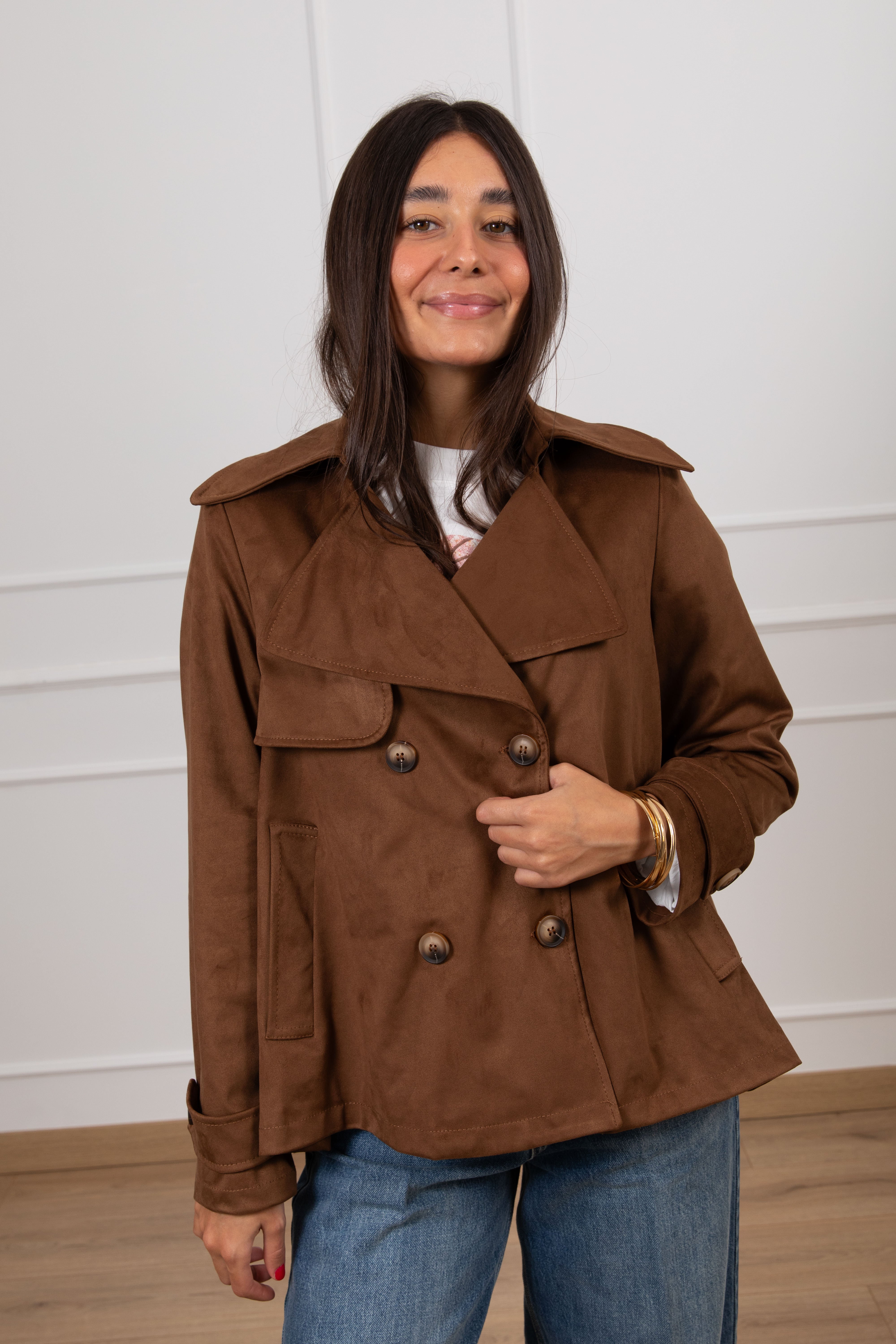 Trench in eco-camoscio Motel