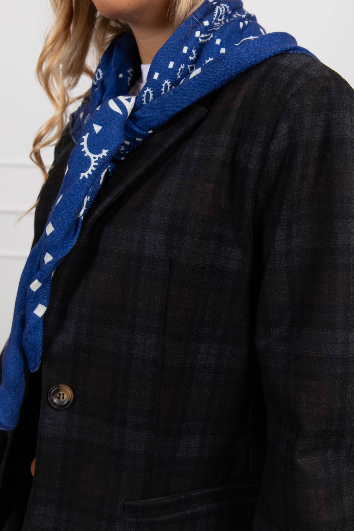 Giacca check con inserto bandana variante moro/bluette Haveone