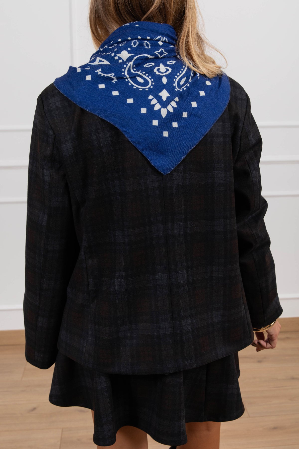 Giacca check con inserto bandana variante moro/bluette Haveone