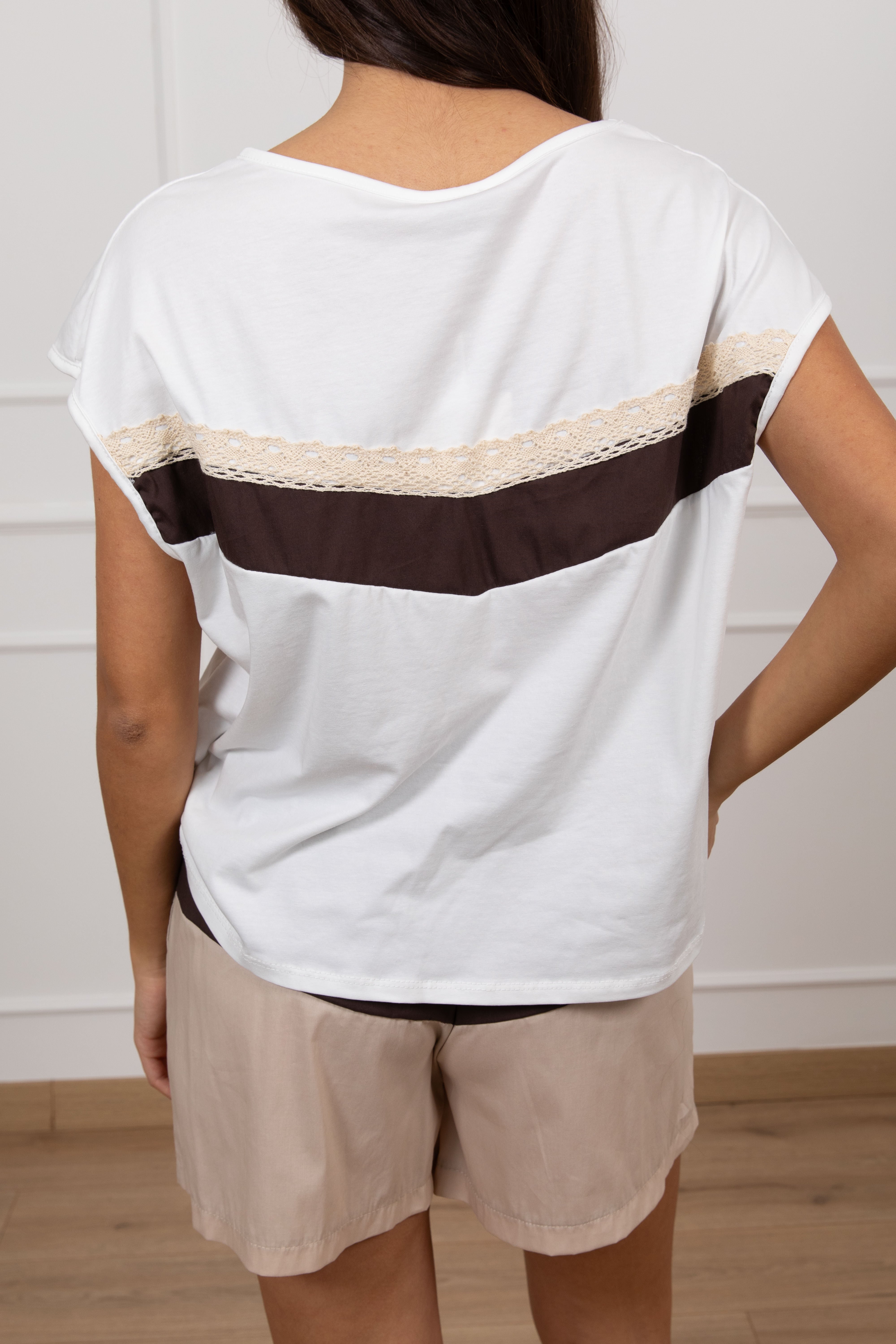 T-shirt con banda e ricamo Susy Mix