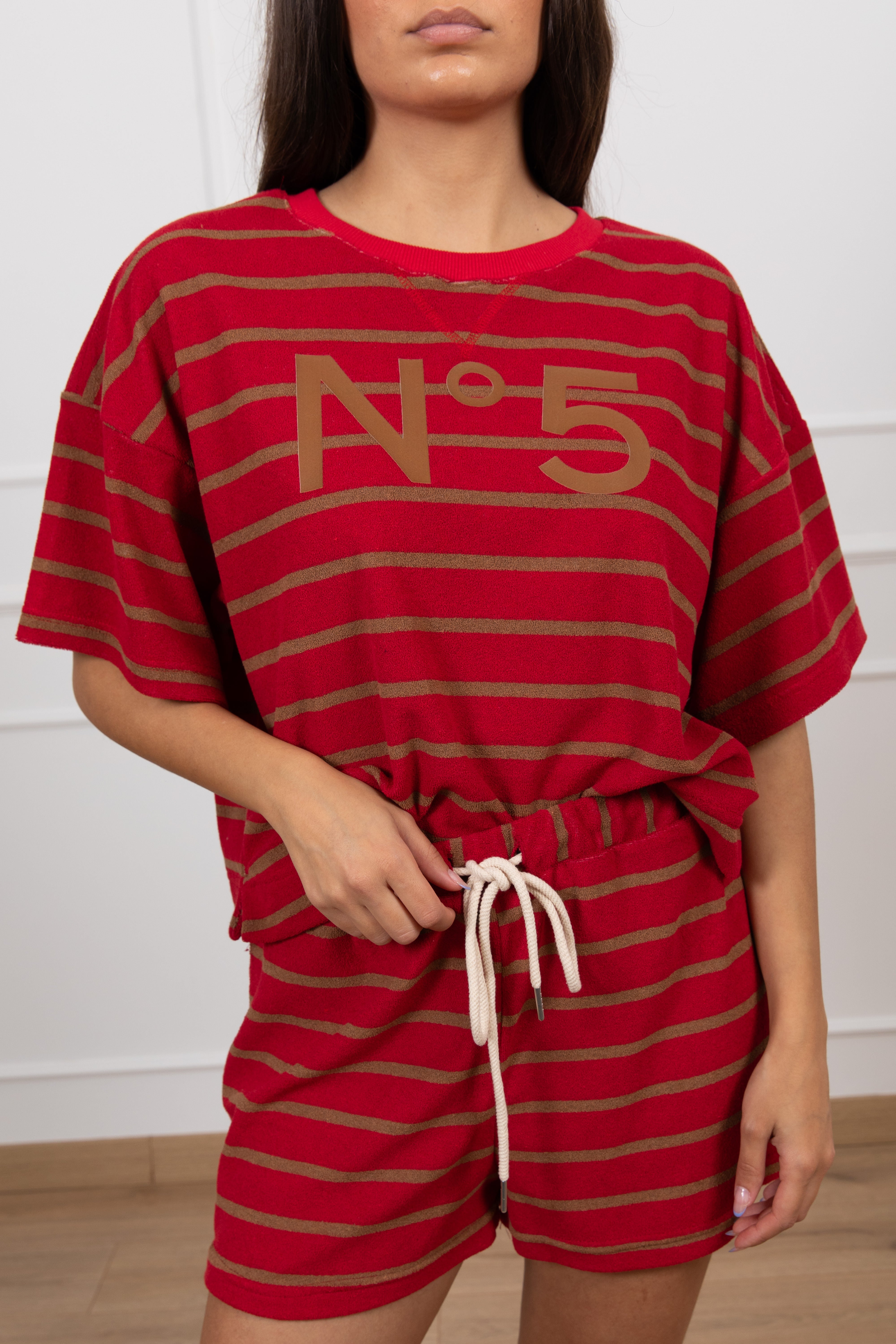T-shirt "N 5" a righe in spugna Tensione IN