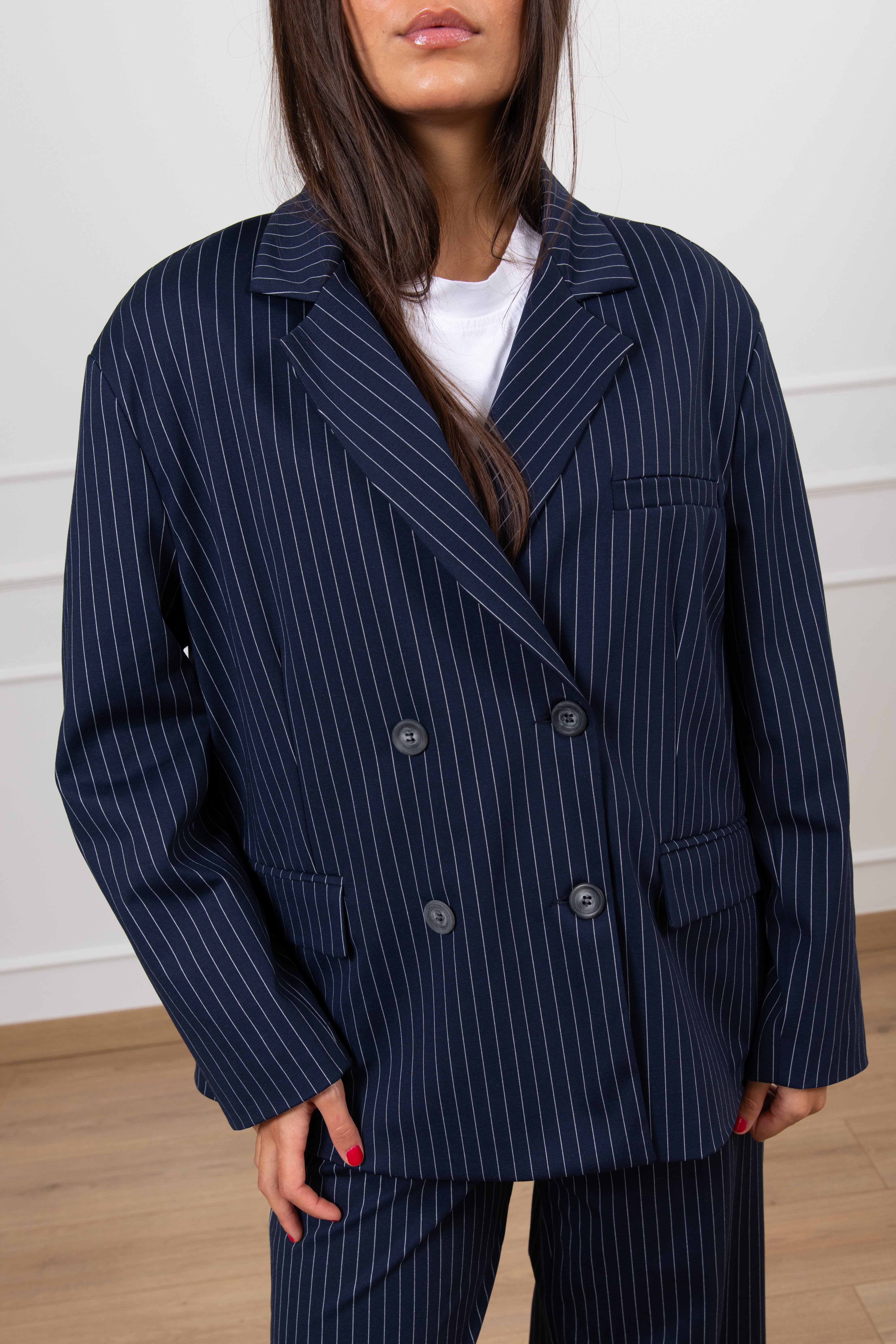 Giacca gessata over-size in punto milano leggero Tensione IN