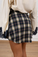 Mini-gonna check blu effetto camicia annodata Haveone